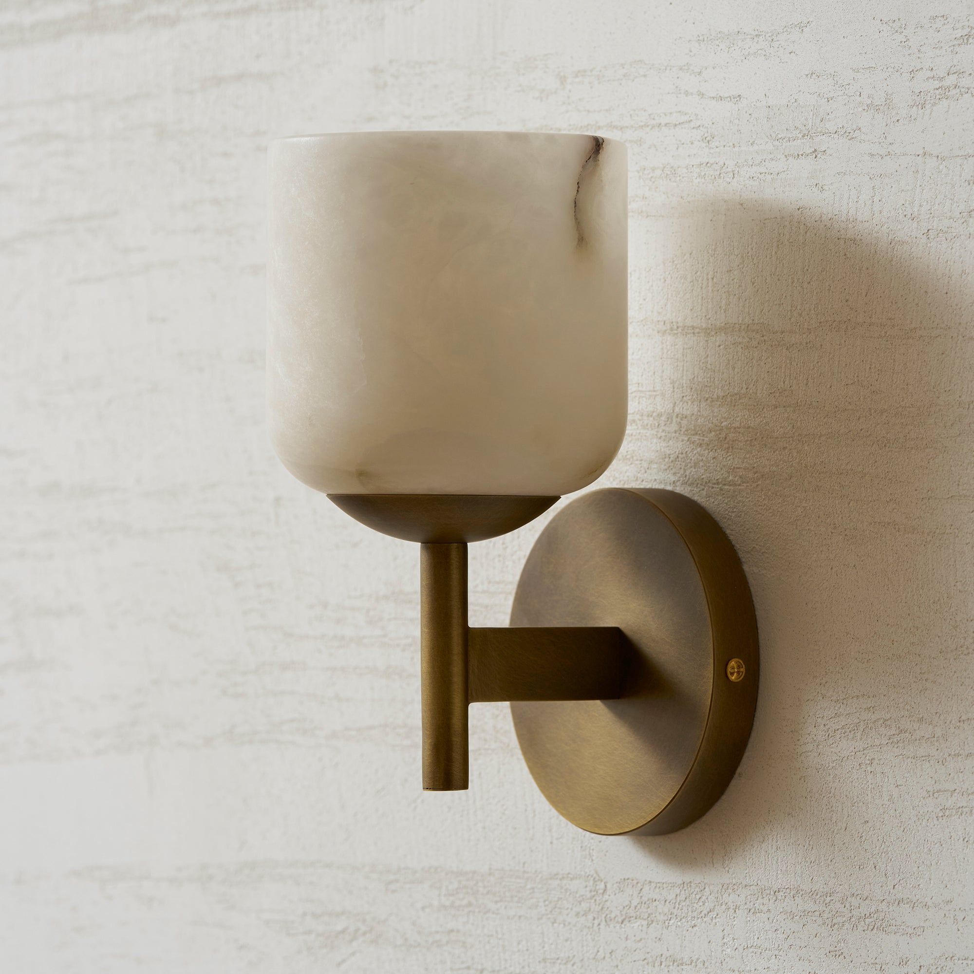 Alabaster & Antique Brass Vanity Wall Sconce