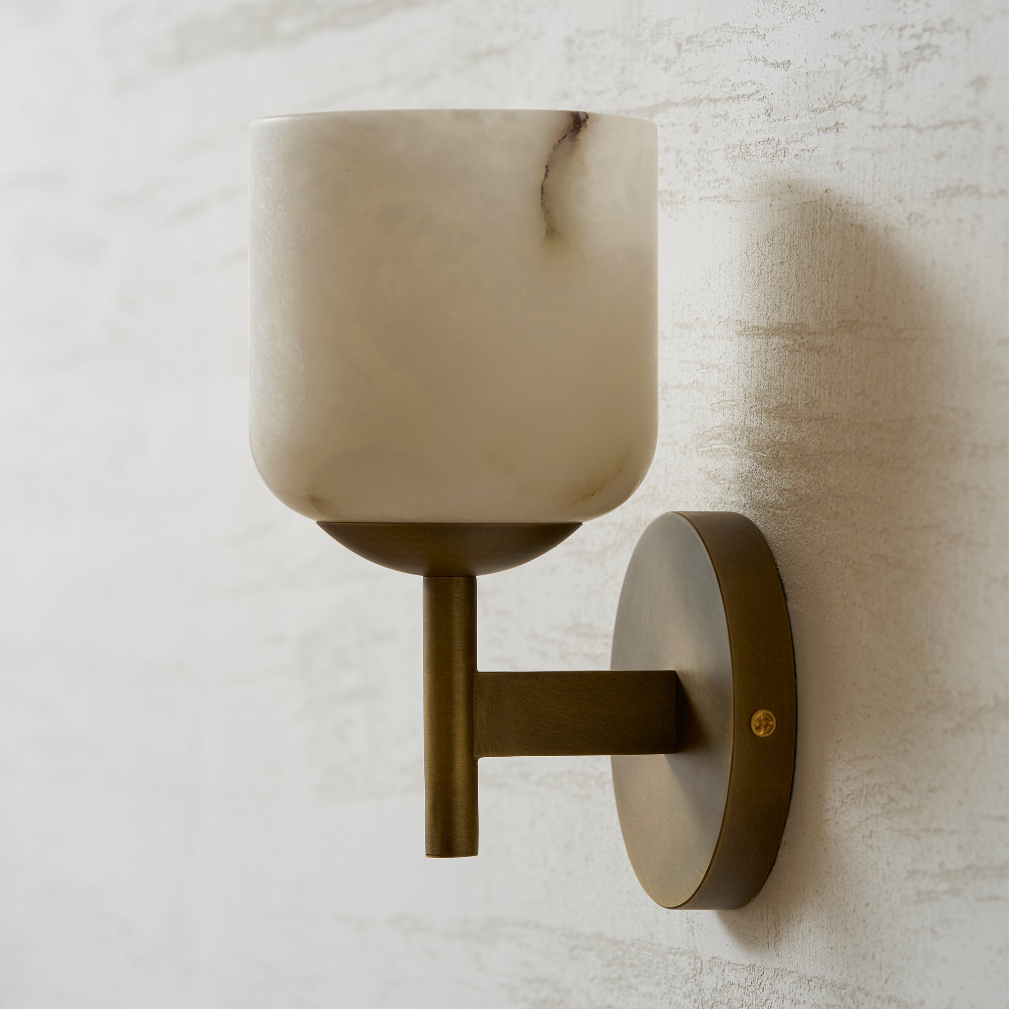 Alabaster & Antique Brass Vanity Wall Sconce