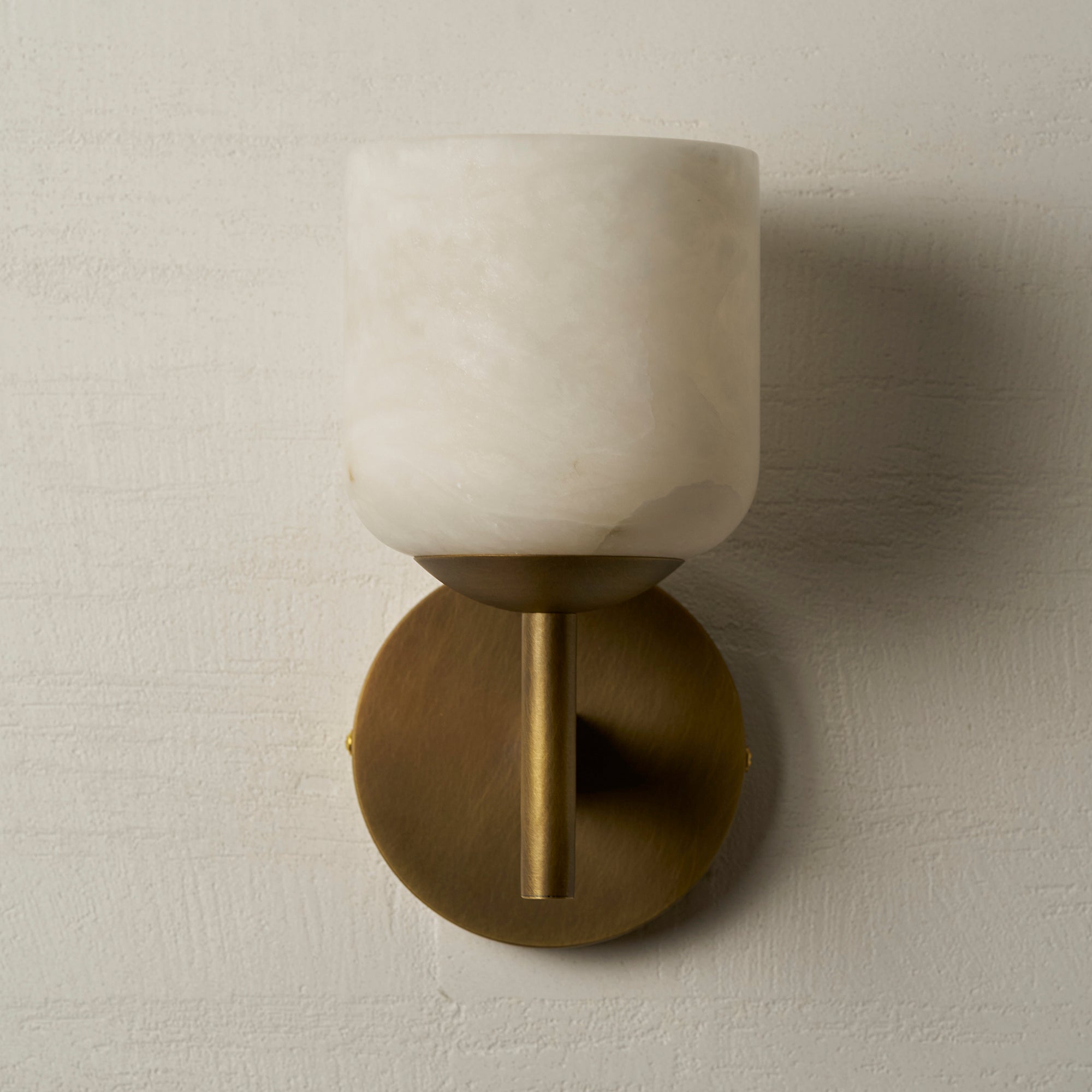 Alabaster & Antique Brass Vanity Wall Sconce