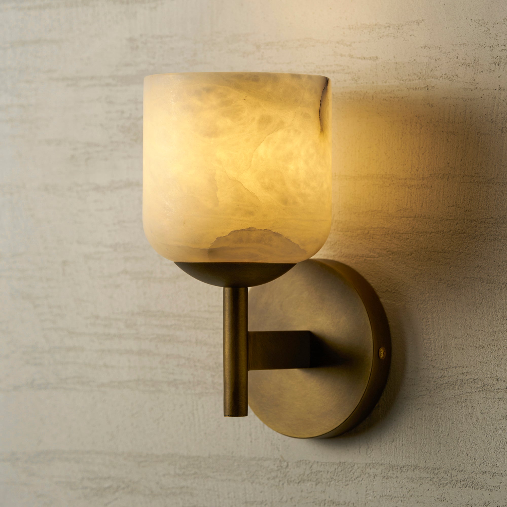 Alabaster & Antique Brass Vanity Wall Sconce