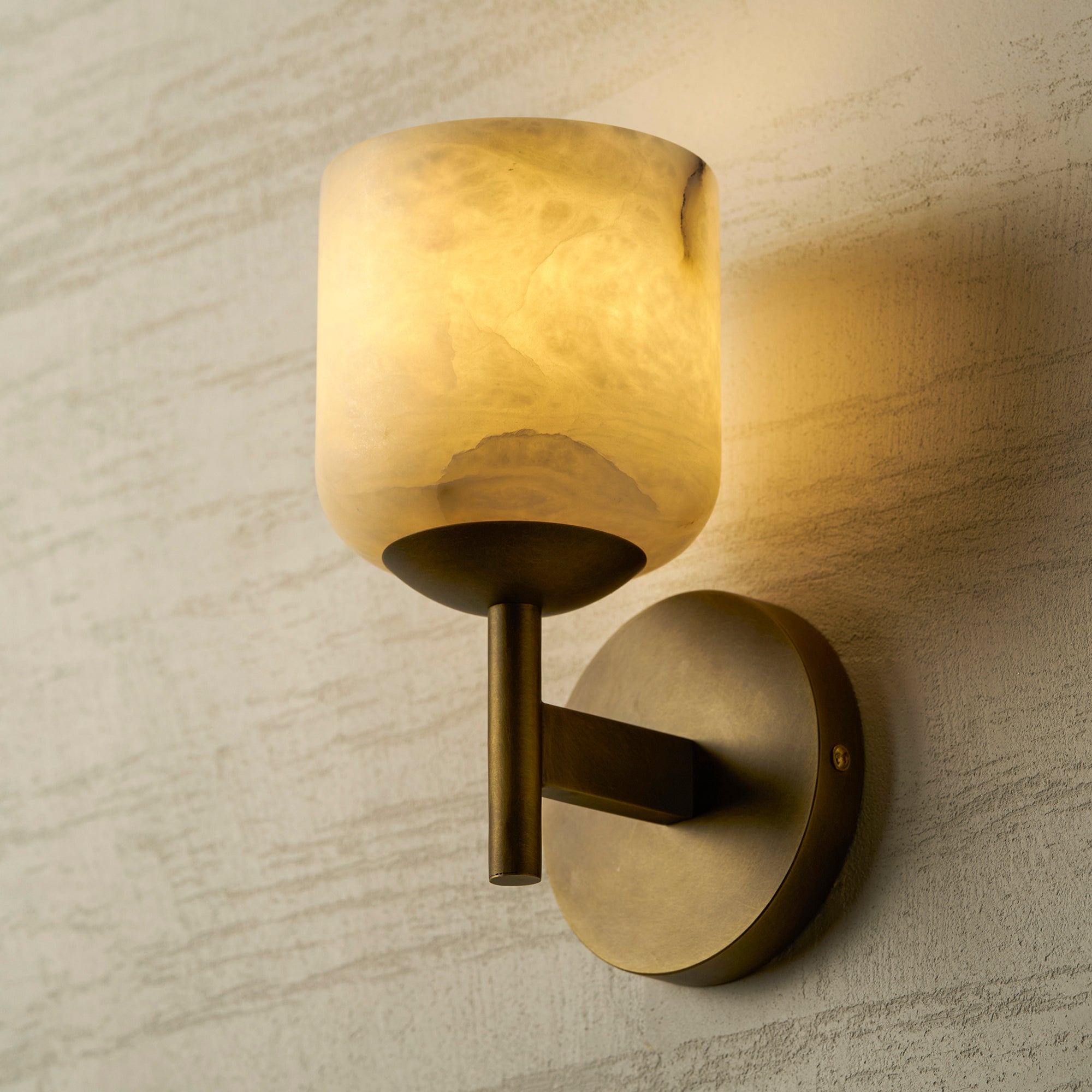 Alabaster & Antique Brass Vanity Wall Sconce