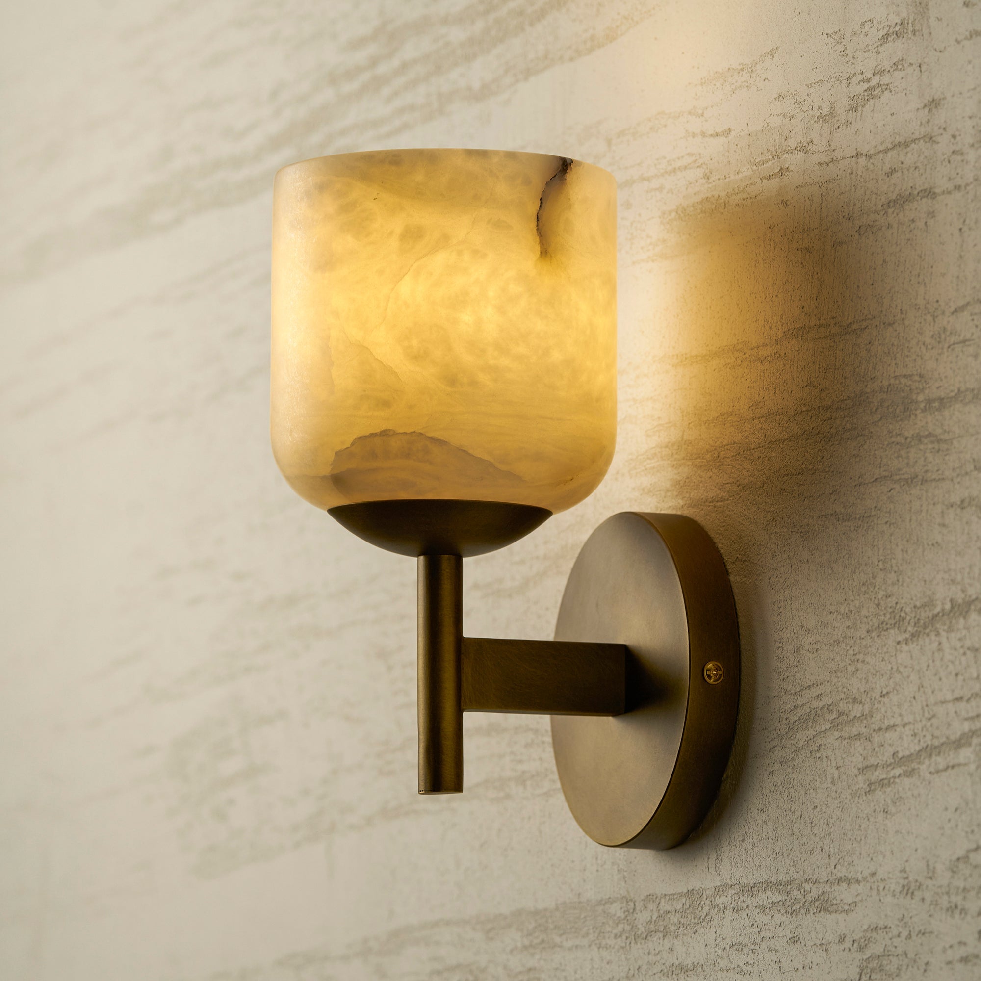 Alabaster & Antique Brass Vanity Wall Sconce