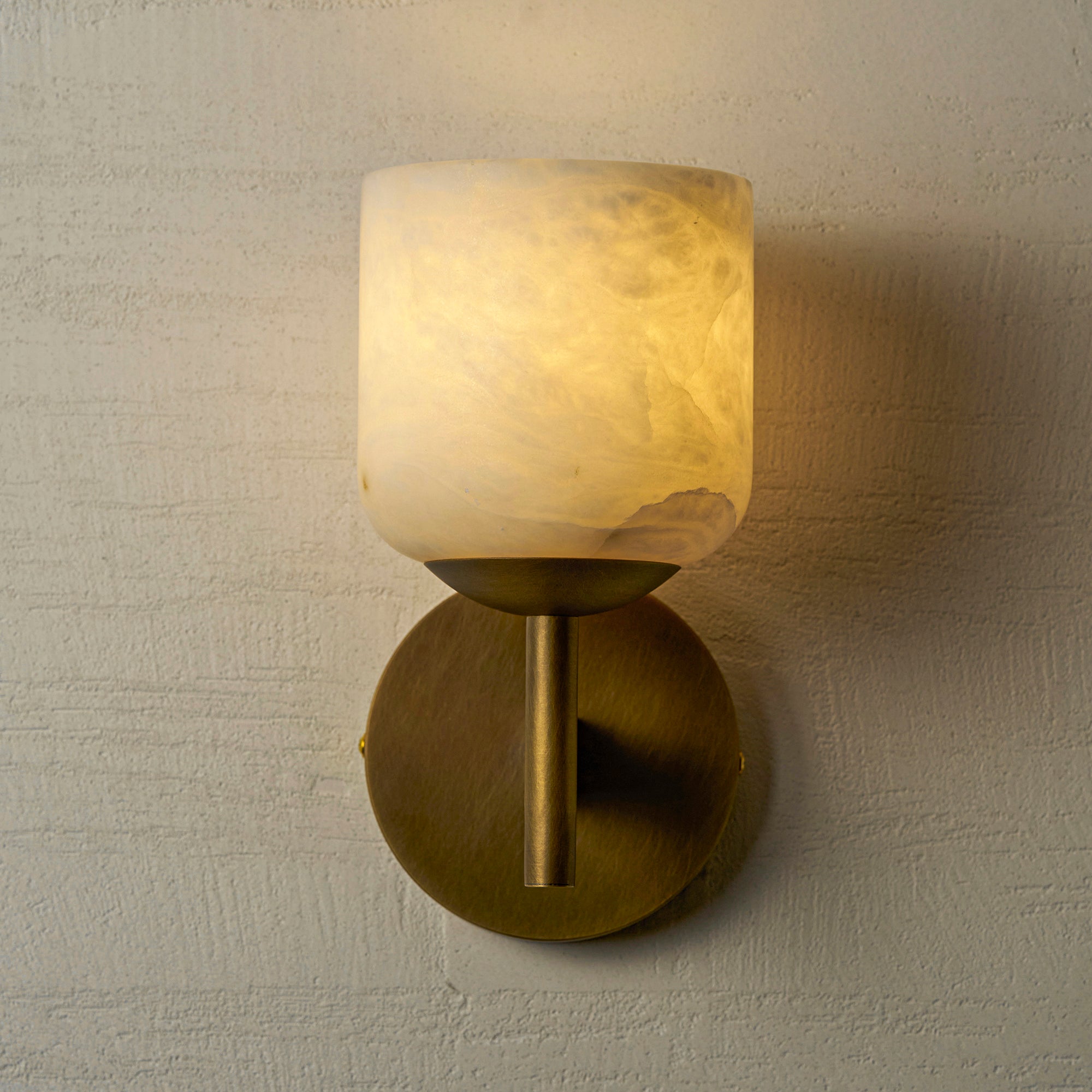 Alabaster & Antique Brass Vanity Wall Sconce