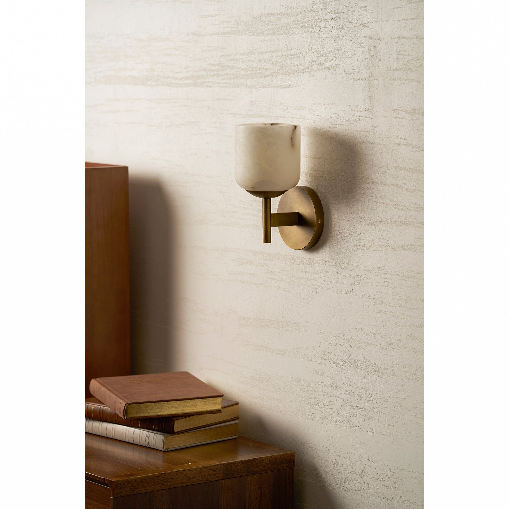 Alabaster & Antique Brass Vanity Wall Sconce
