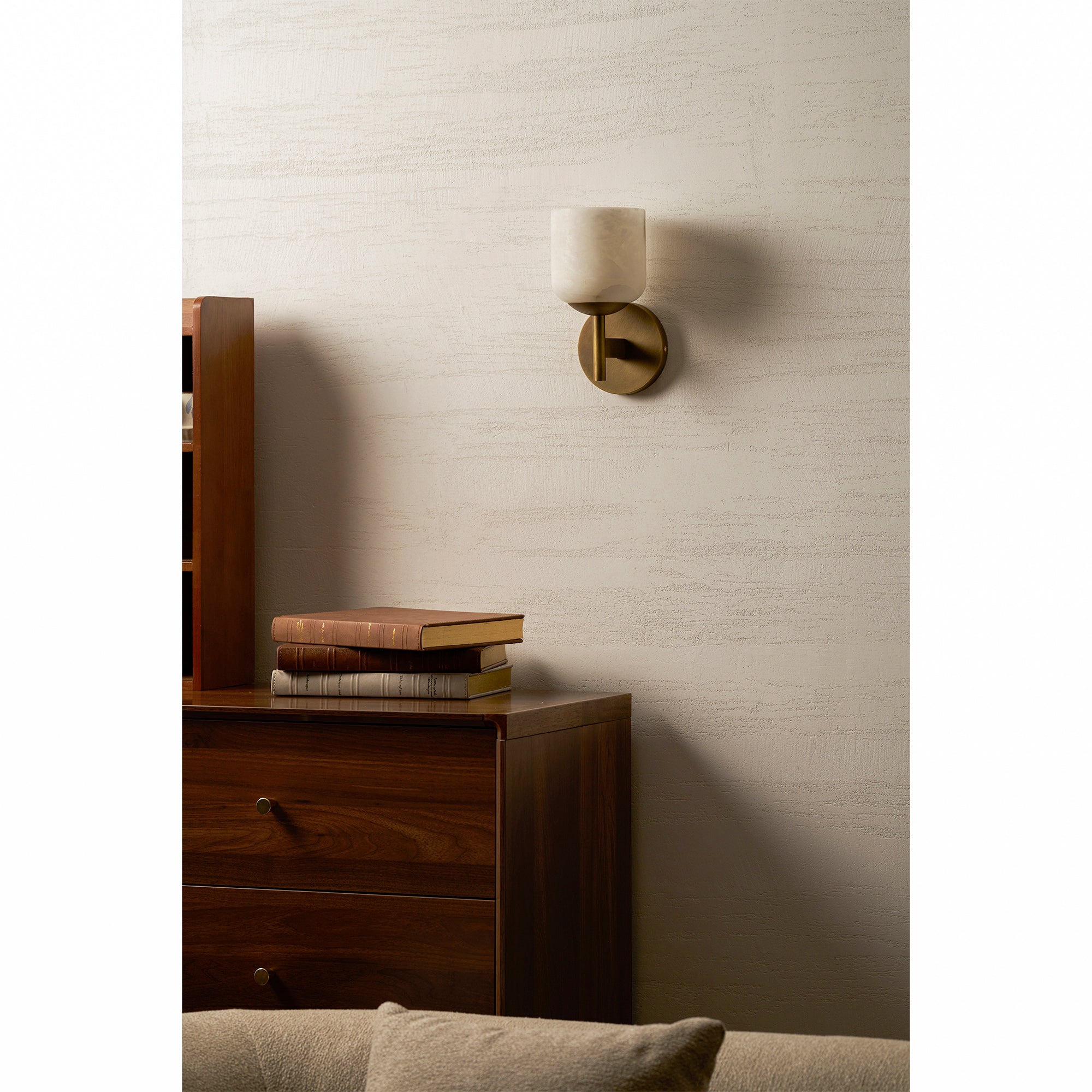 Alabaster & Antique Brass Vanity Wall Sconce