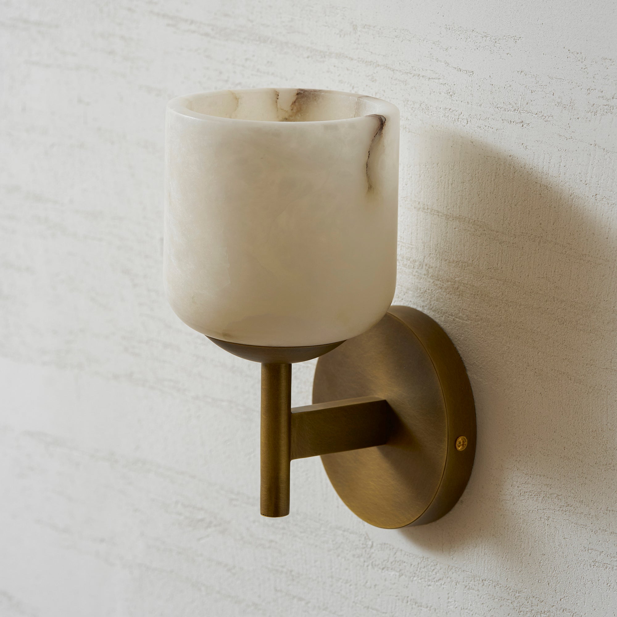 Alabaster & Antique Brass Vanity Wall Sconce