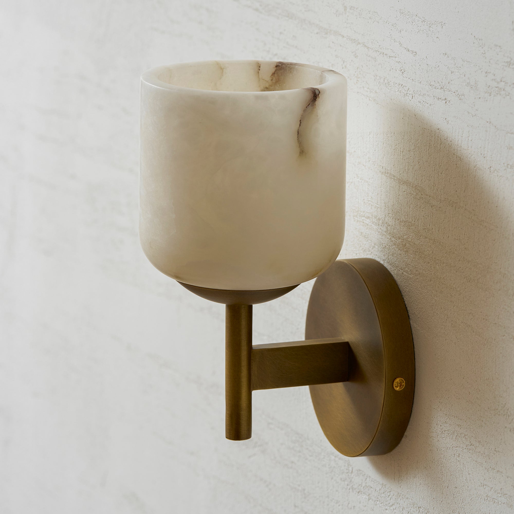 Alabaster & Antique Brass Vanity Wall Sconce
