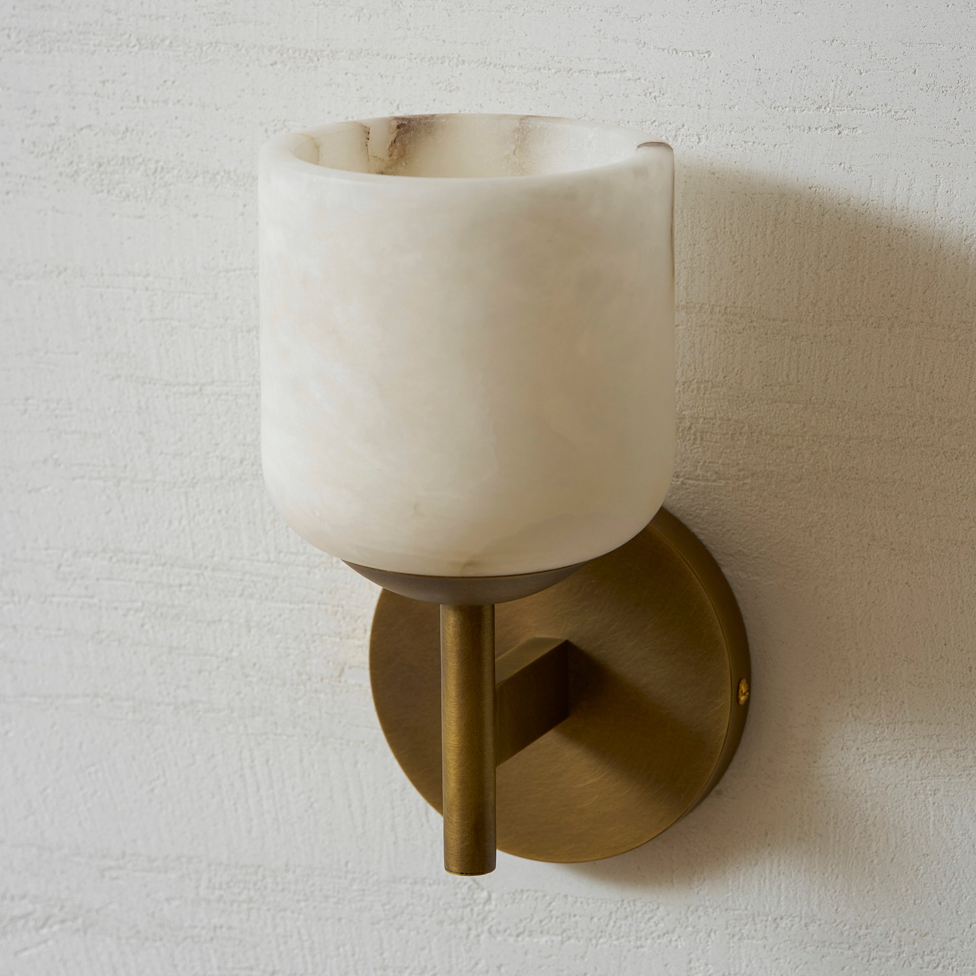 Alabaster & Antique Brass Vanity Wall Sconce
