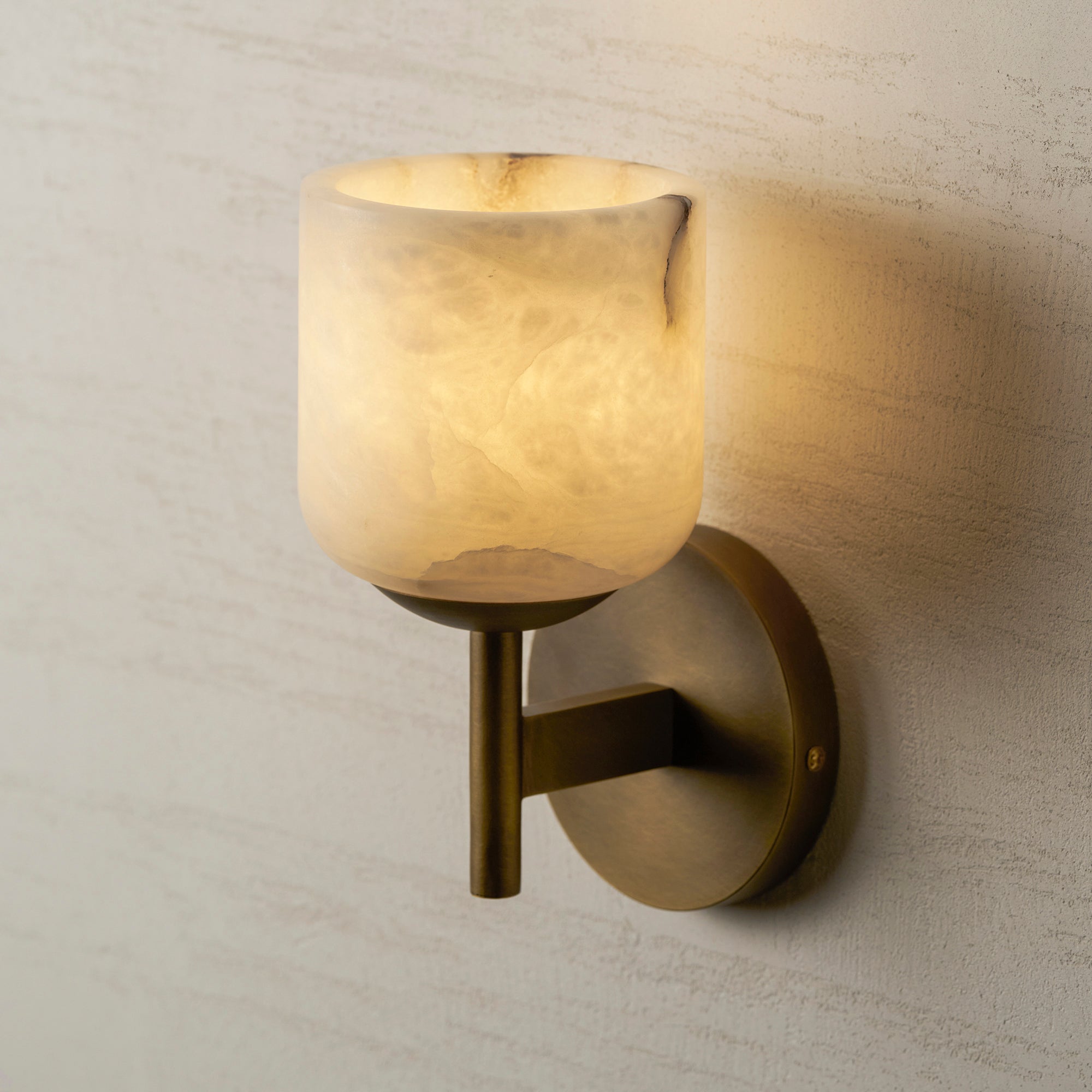 Alabaster & Antique Brass Vanity Wall Sconce