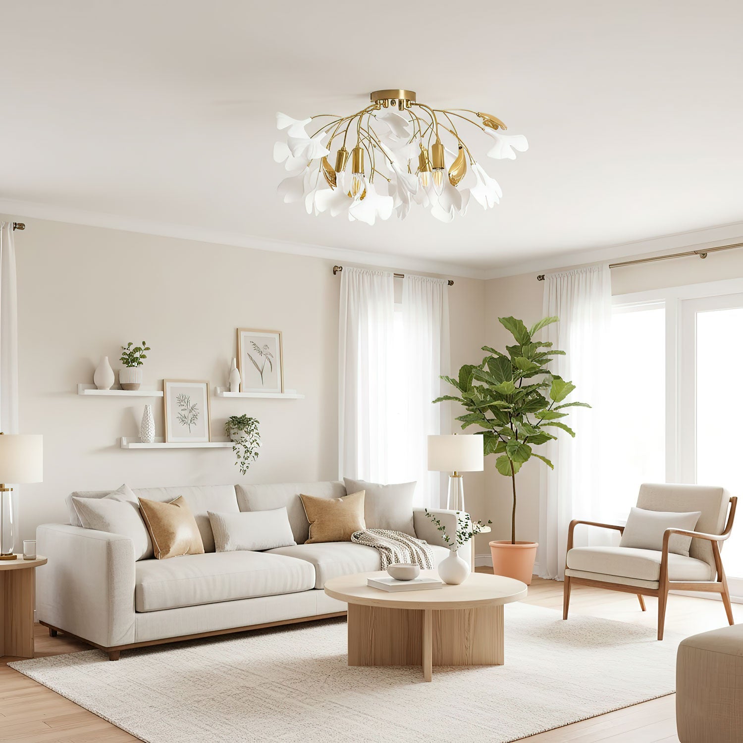 Ginkgo Ceramic Leaf Ceiling Light