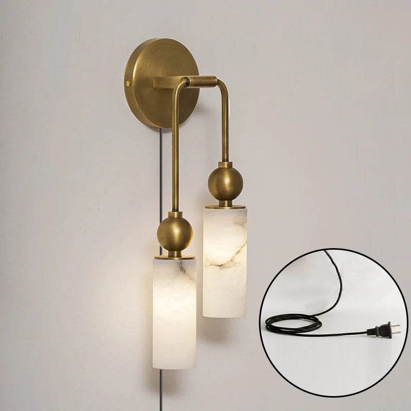Staggered Alabaster Plug-in Sconce