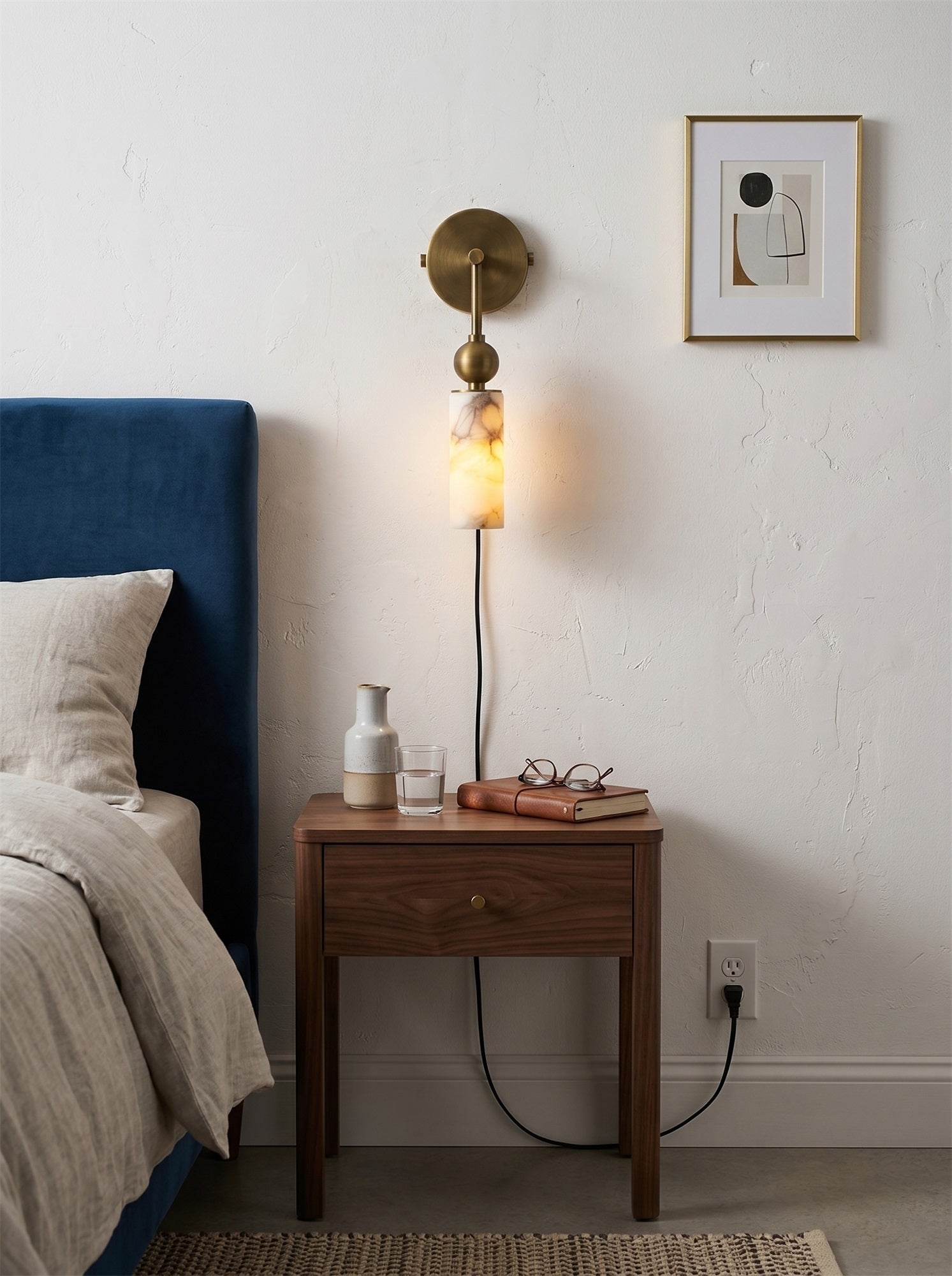 Staggered Alabaster Plug-in Sconce