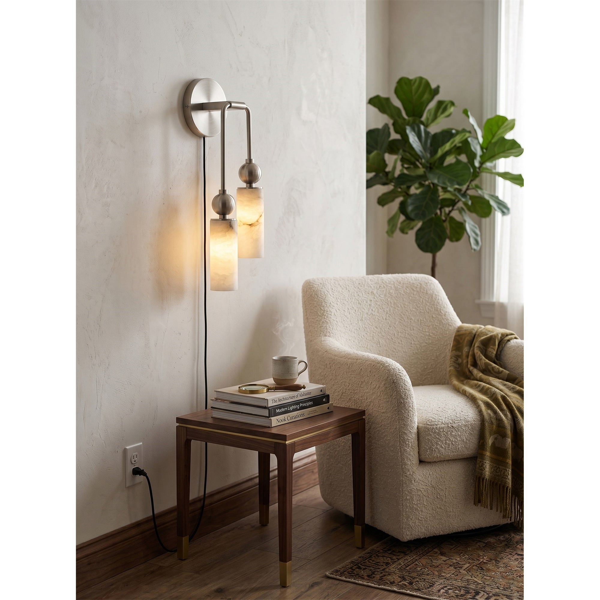 Staggered Alabaster Plug-in Sconce