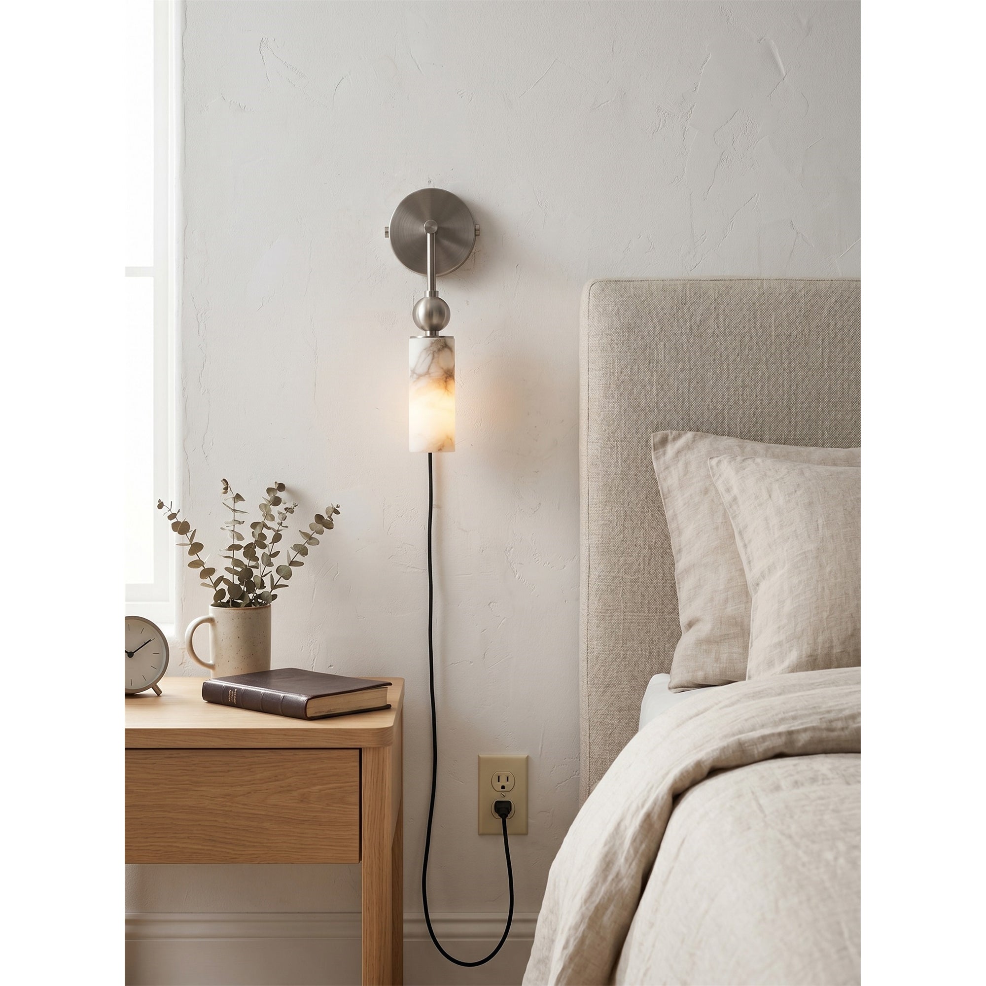 Staggered Alabaster Plug-in Sconce