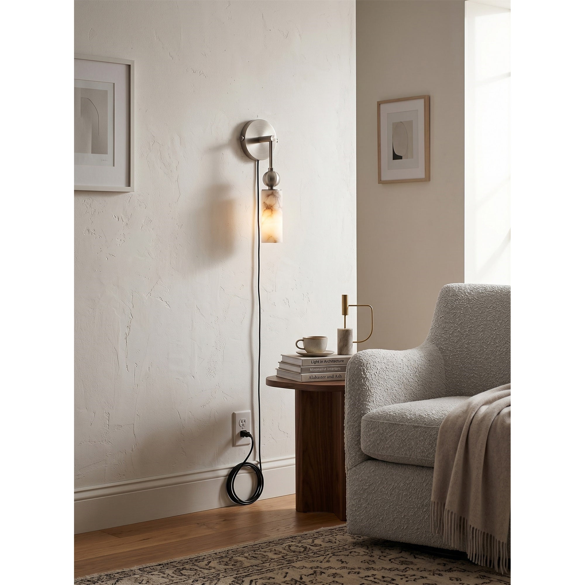 Staggered Alabaster Plug-in Sconce