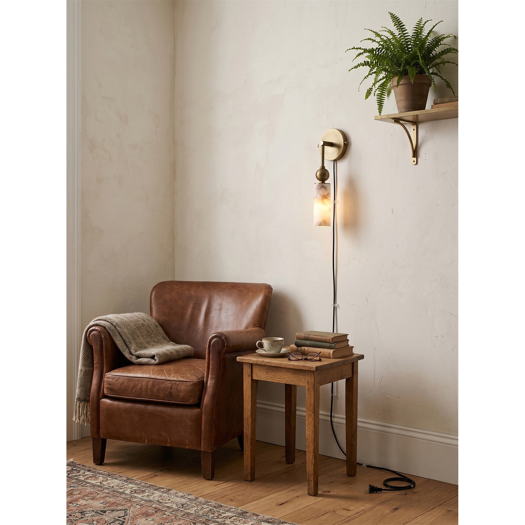 Staggered Alabaster Plug-in Sconce