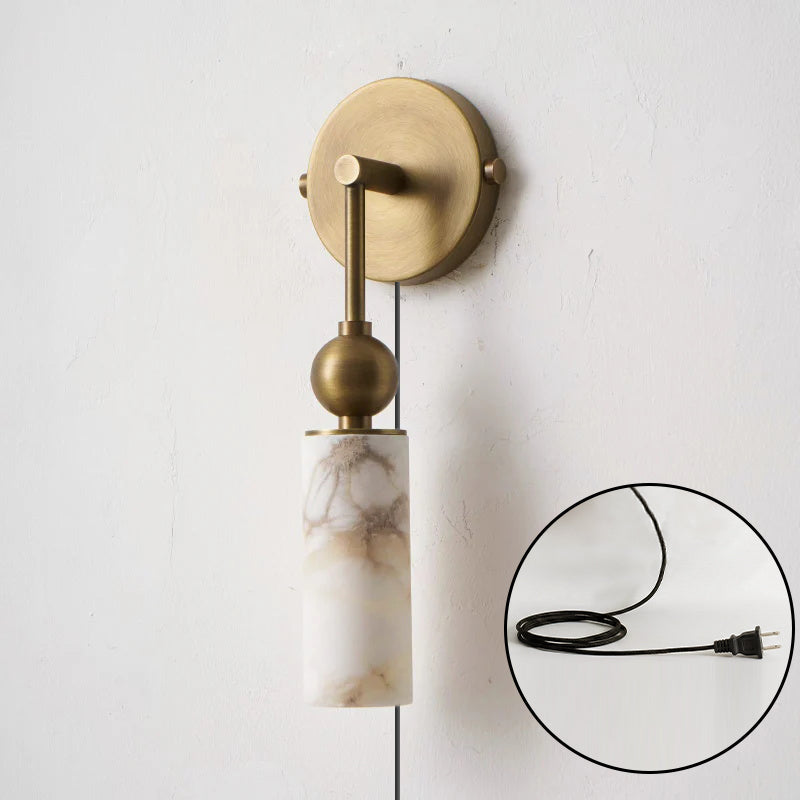 Staggered Alabaster Plug-in Sconce