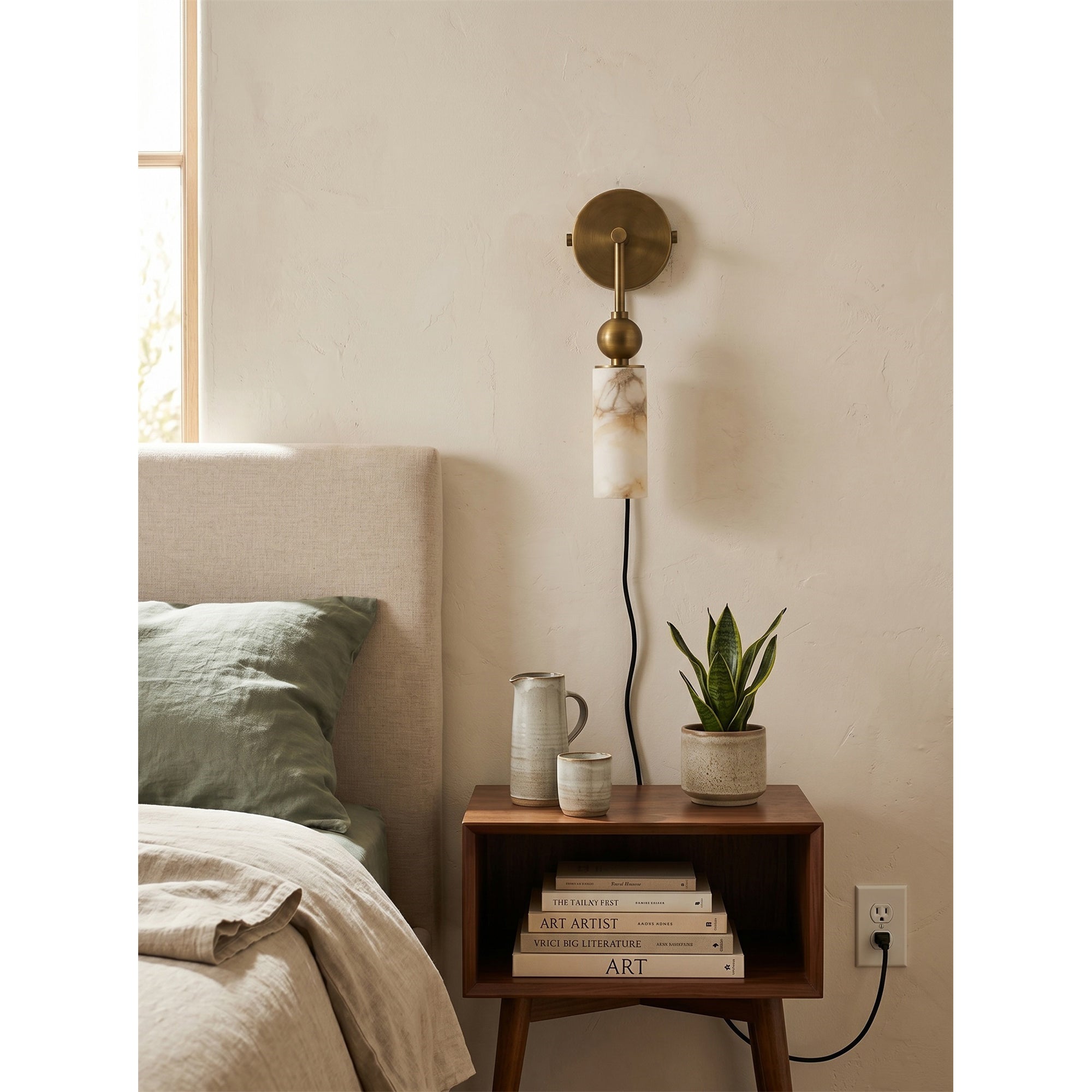 Staggered Alabaster Plug-in Sconce