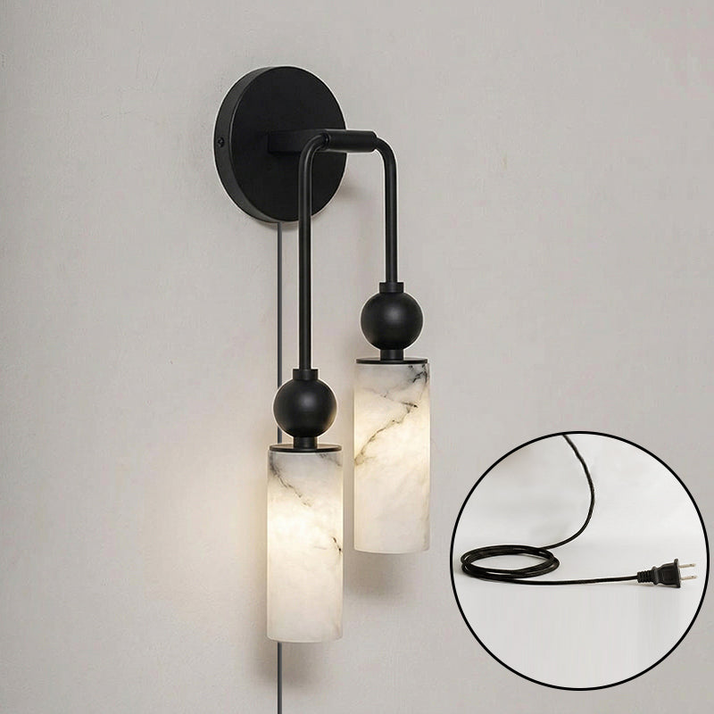 Staggered Alabaster Plug-in Sconce
