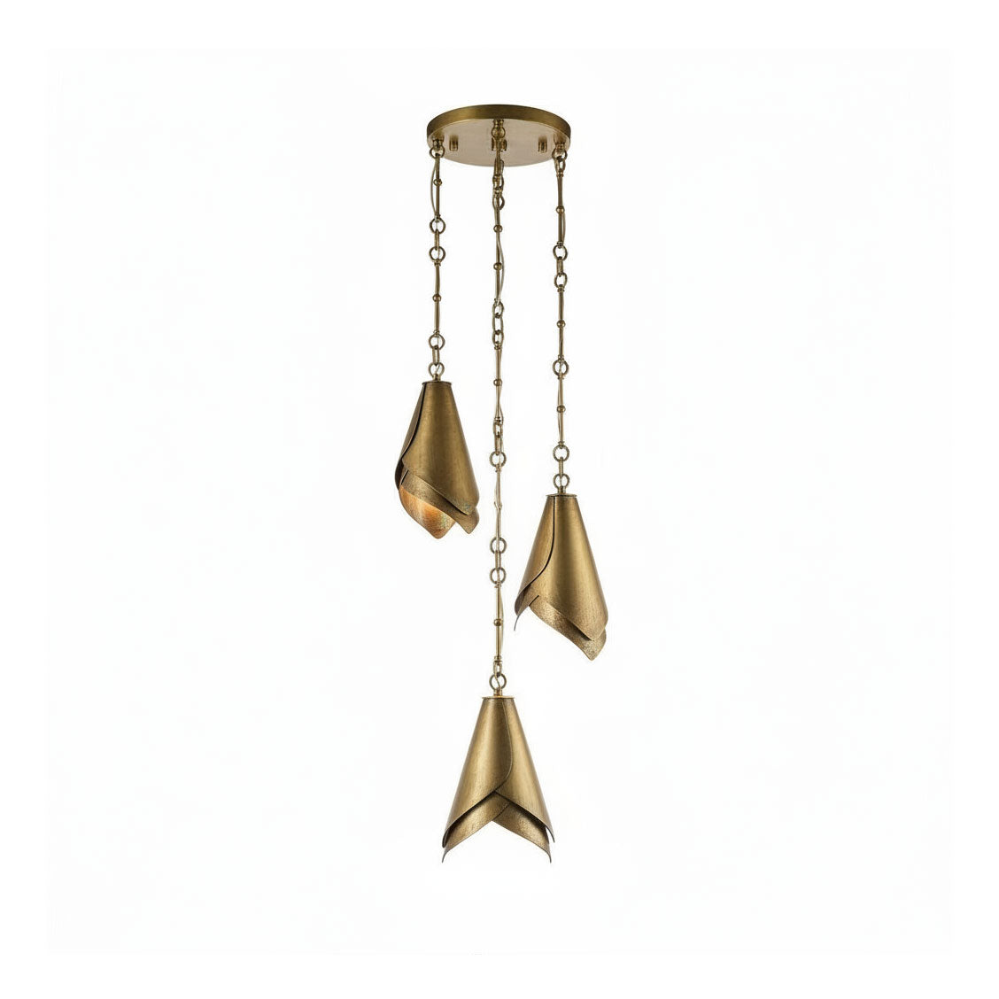 Equestrian Folded Brass Chain Pendant Light