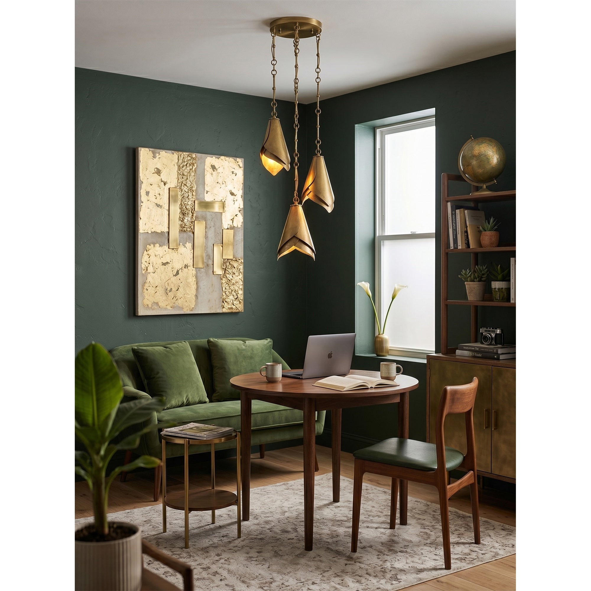 Equestrian Folded Brass Chain Pendant Light