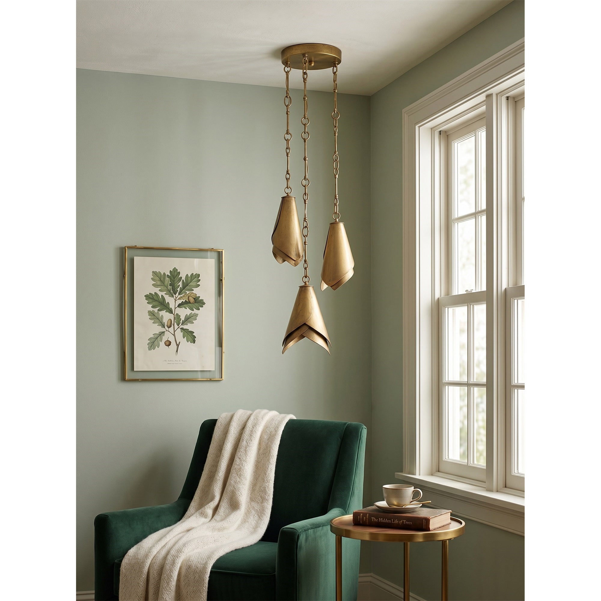 Equestrian Folded Brass Chain Pendant Light