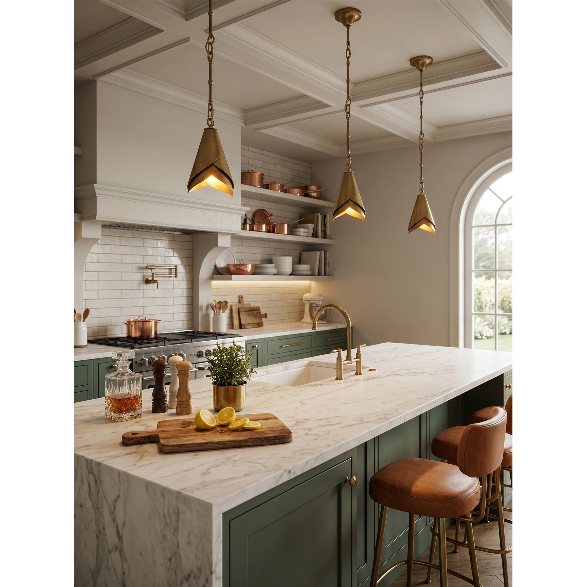 Equestrian Folded Brass Chain Pendant Light