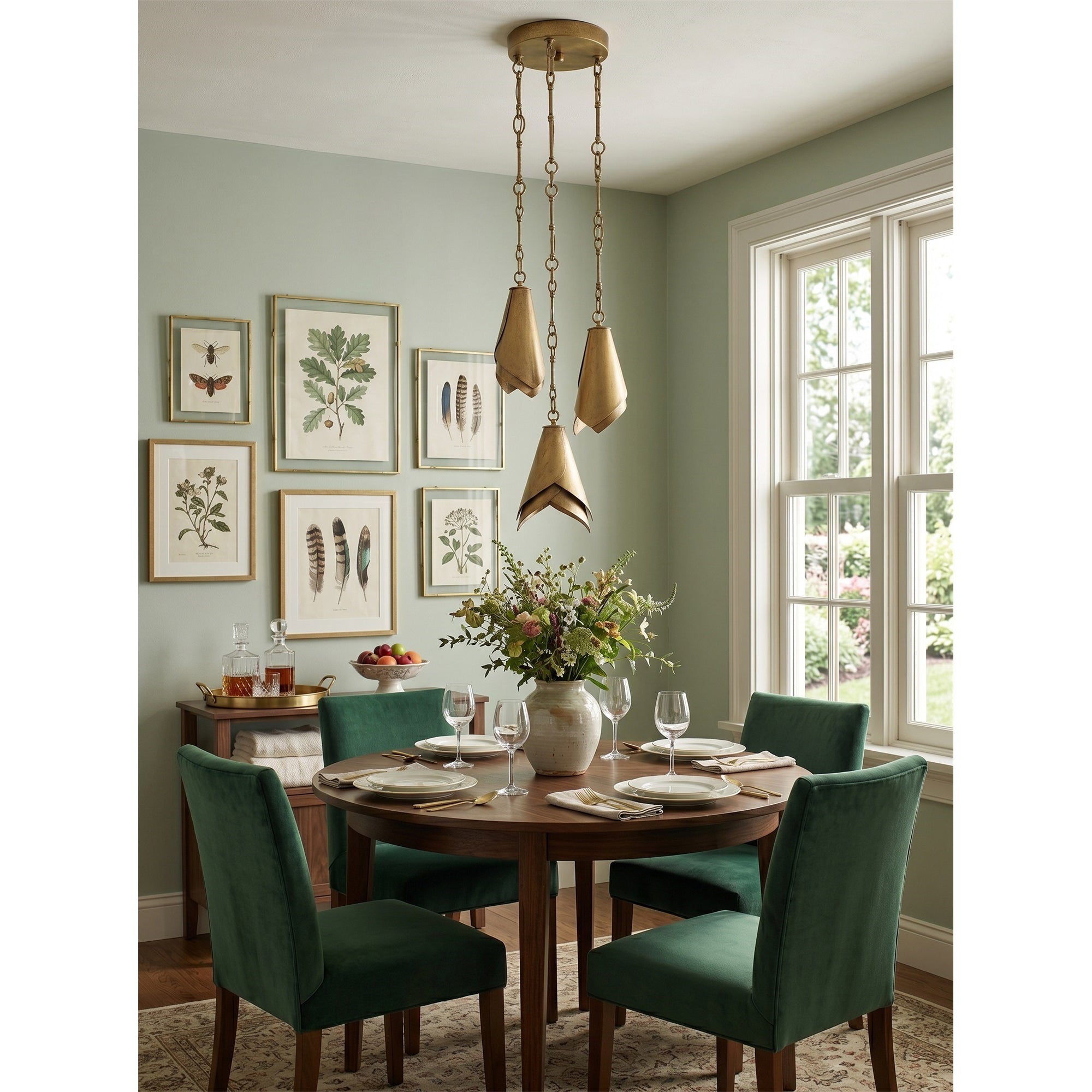 Equestrian Folded Brass Chain Pendant Light