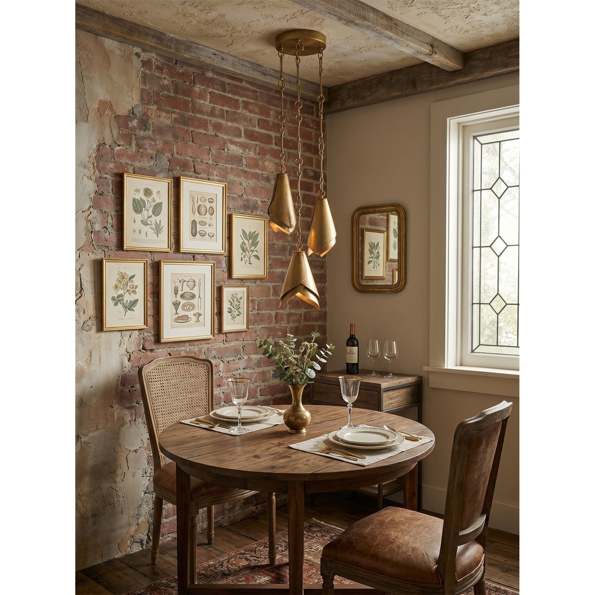 Equestrian Folded Brass Chain Pendant Light