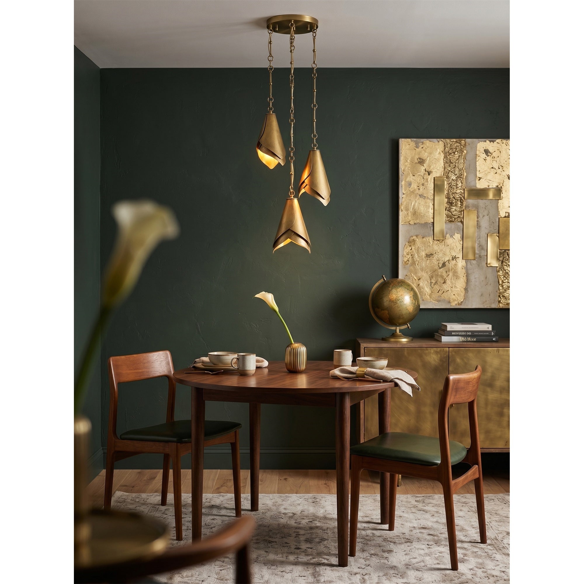Equestrian Folded Brass Chain Pendant Light