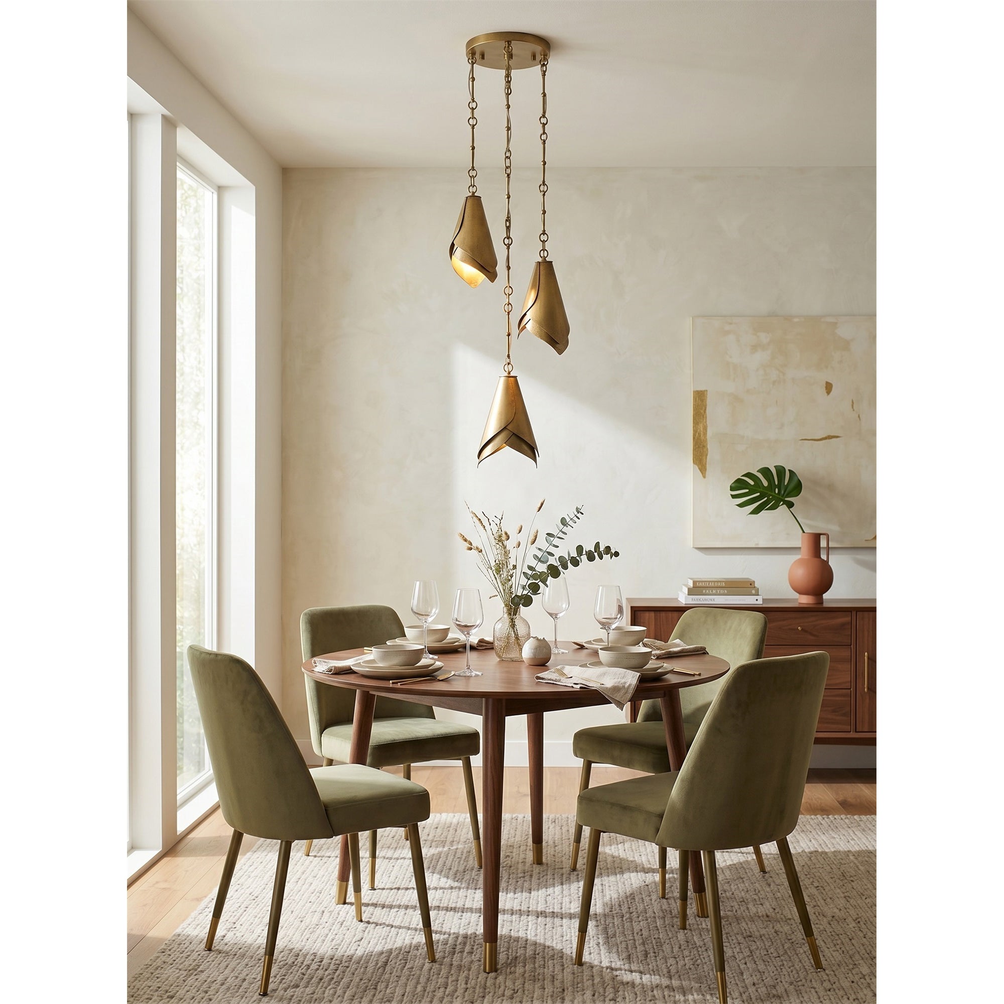 Equestrian Folded Brass Chain Pendant Light
