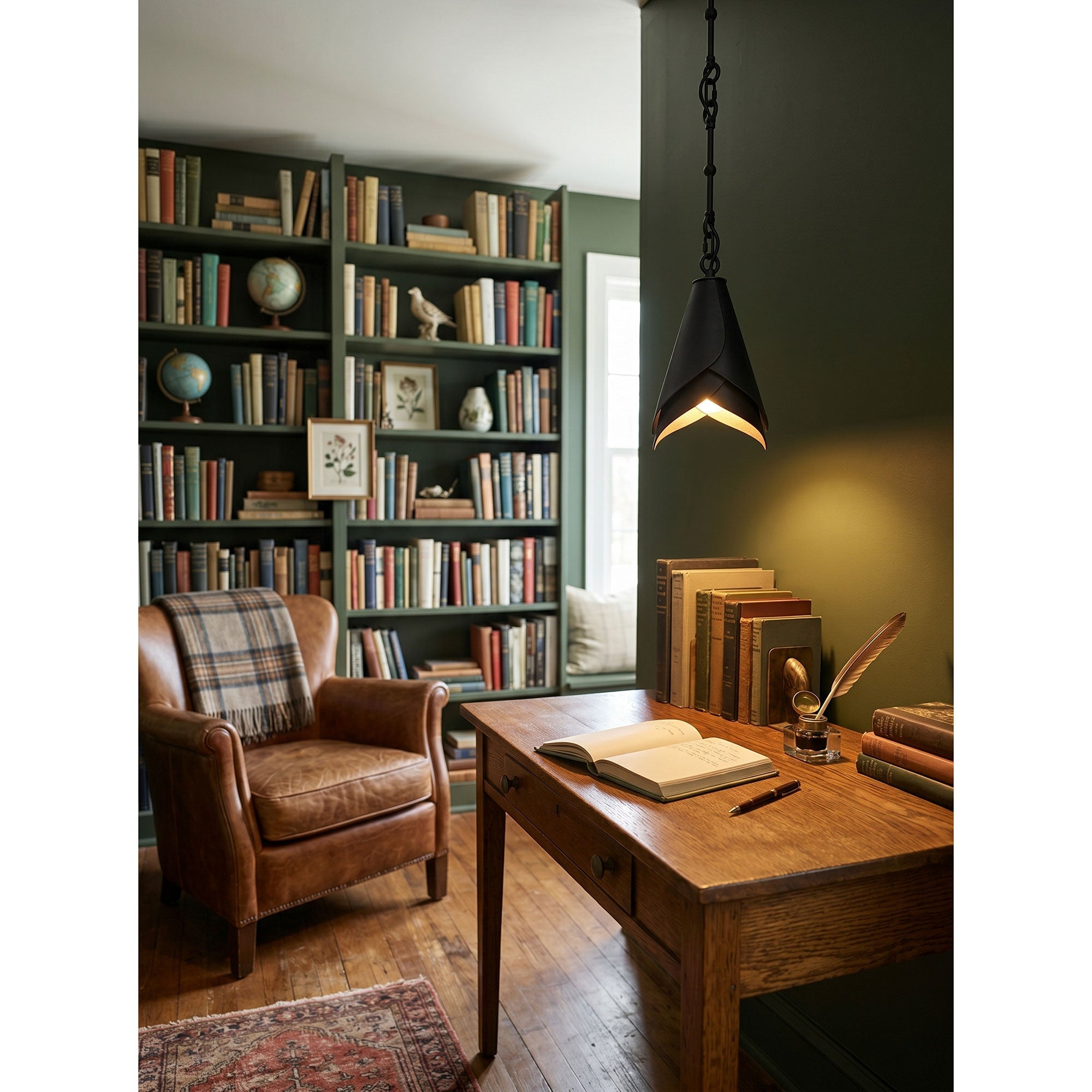Equestrian Folded Brass Chain Pendant Light