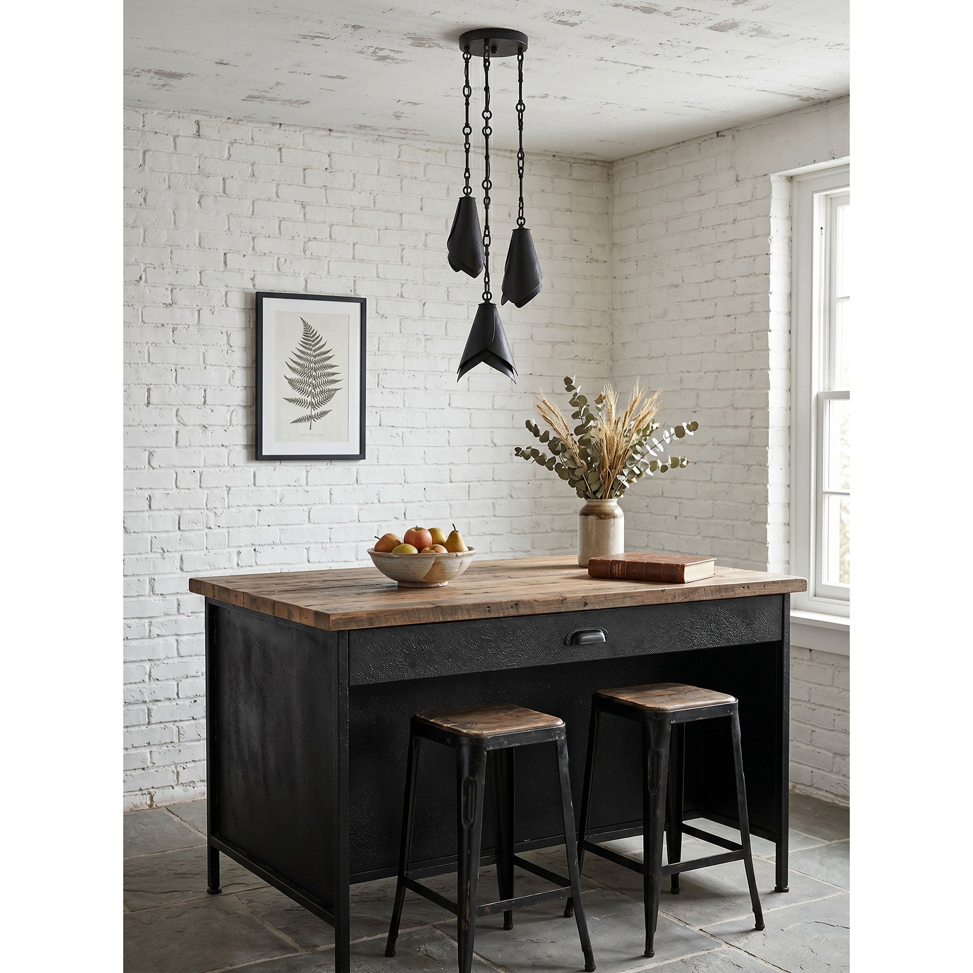 Equestrian Folded Brass Chain Pendant Light