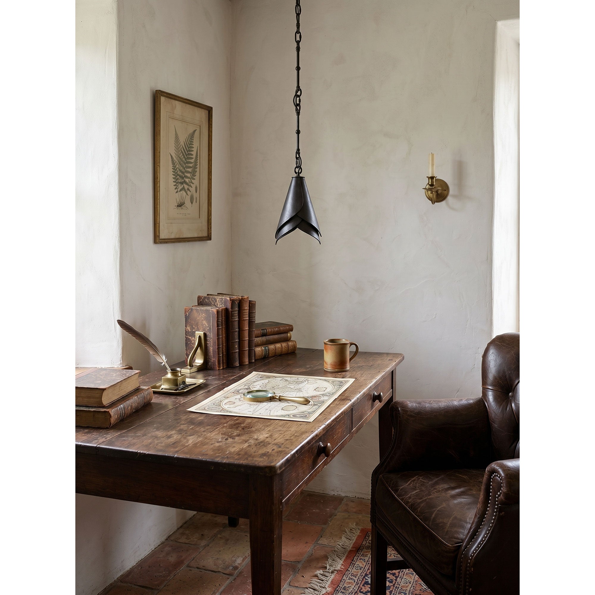 Equestrian Folded Brass Chain Pendant Light