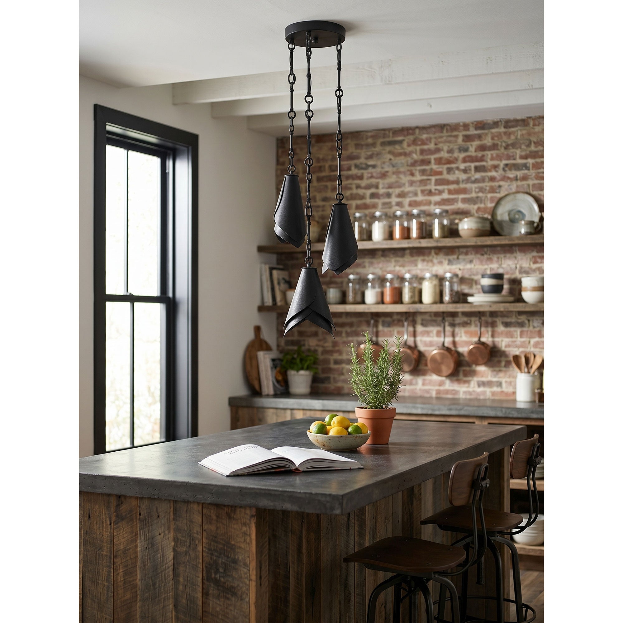 Equestrian Folded Brass Chain Pendant Light