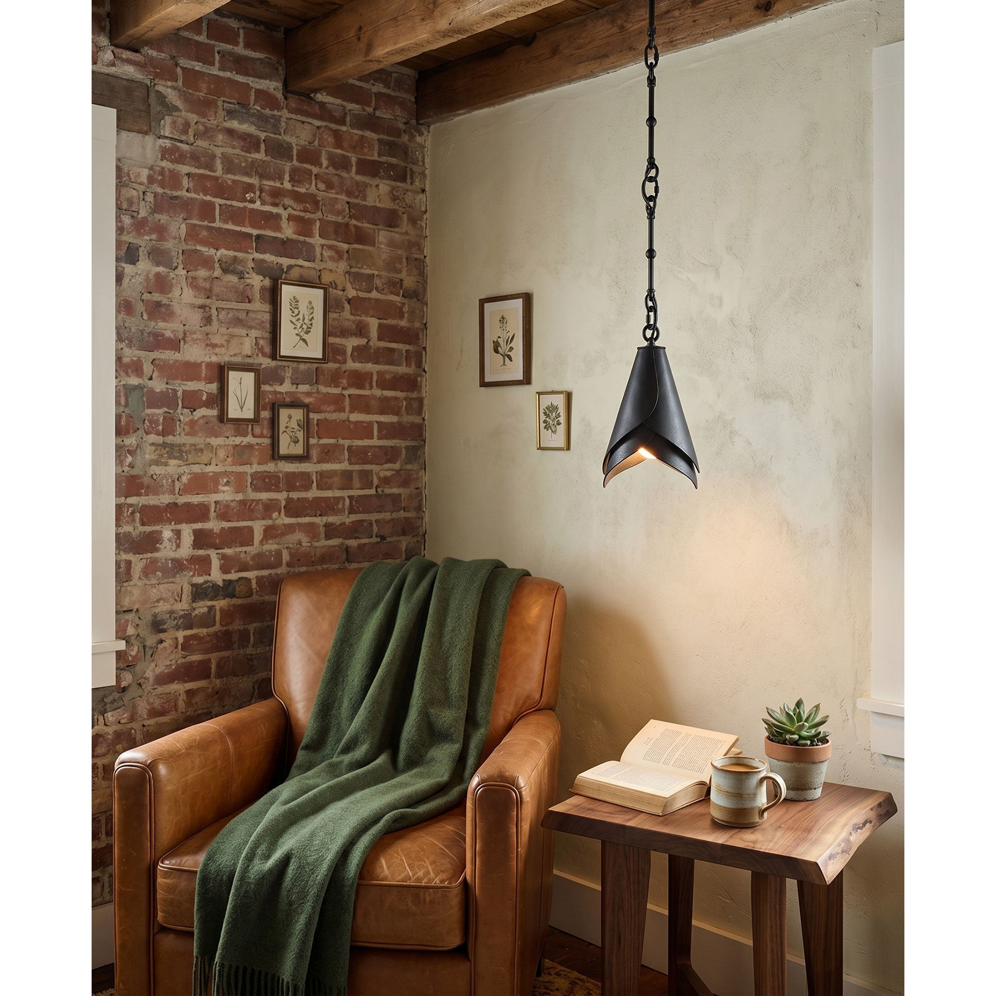 Equestrian Folded Brass Chain Pendant Light