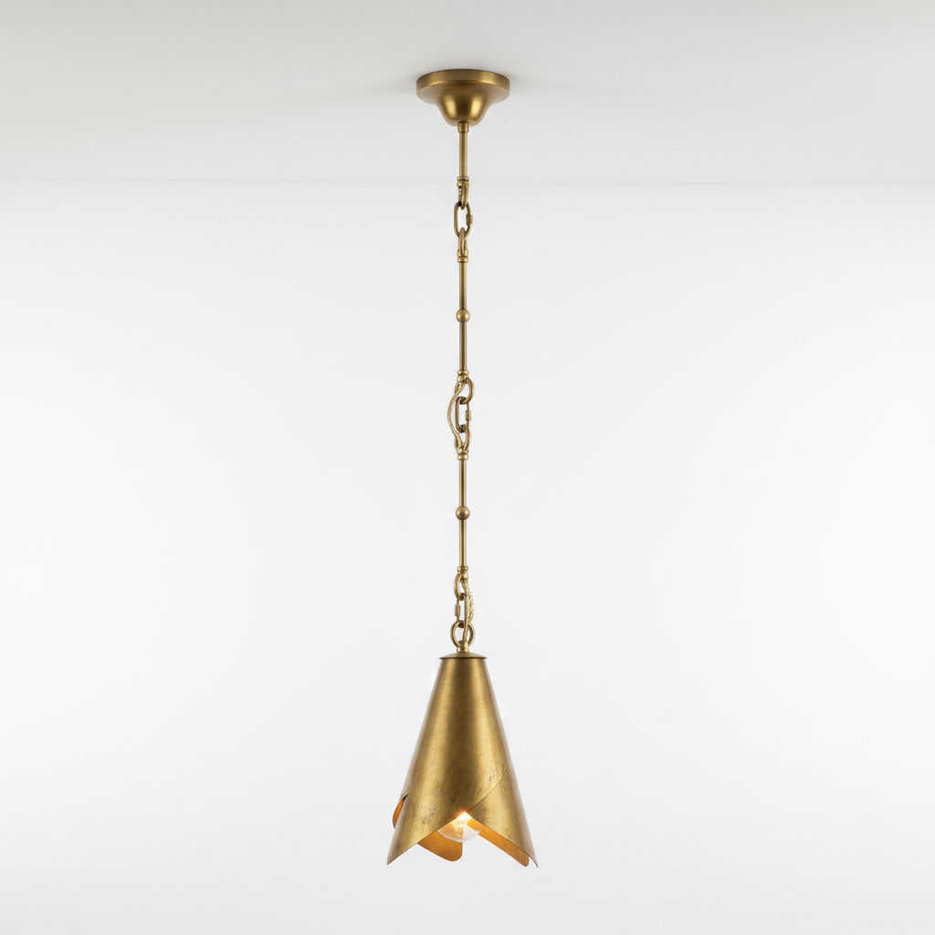 Equestrian Folded Brass Chain Pendant Light
