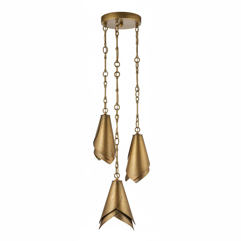 Equestrian Folded Brass Chain Pendant Light