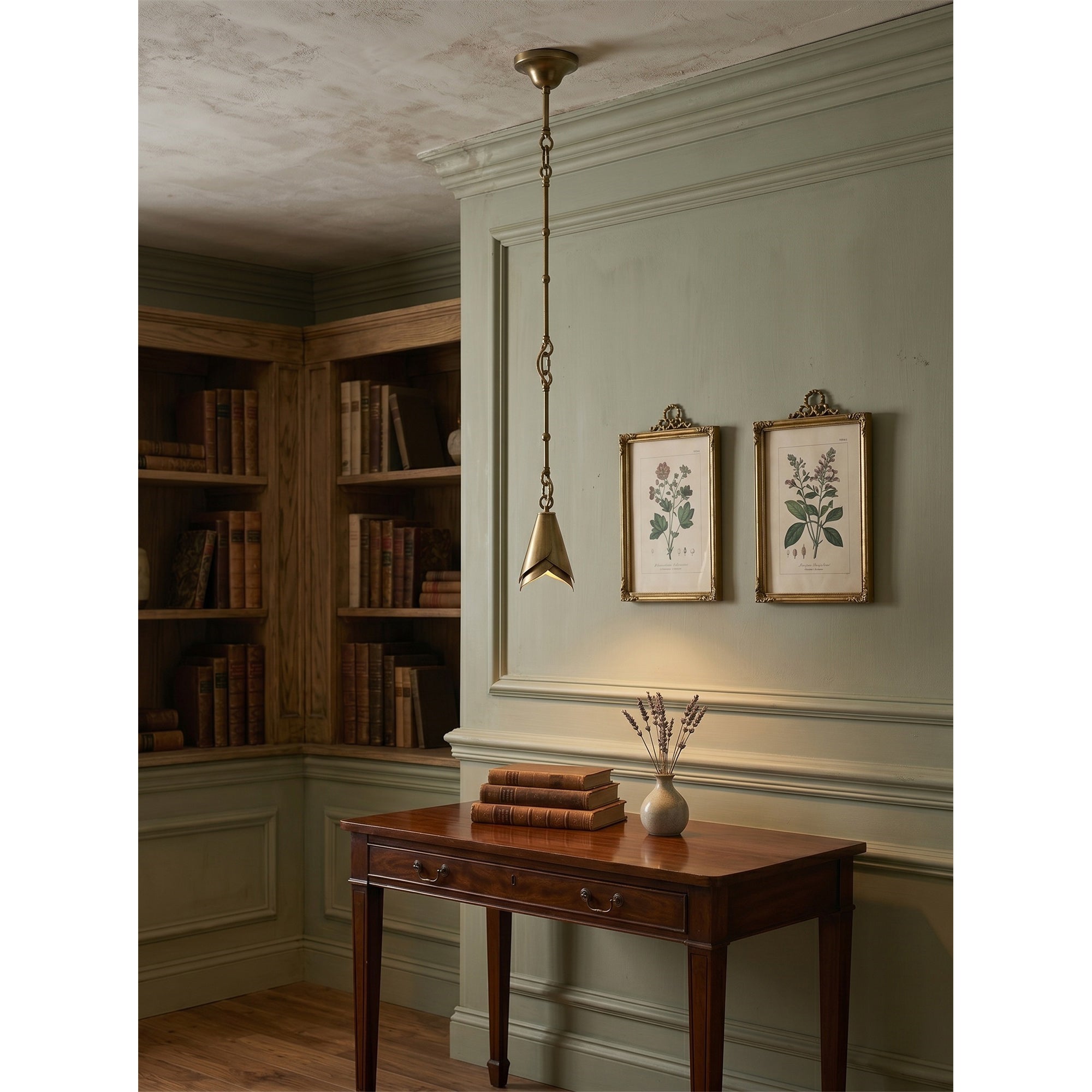 Equestrian Folded Brass Chain Pendant Light