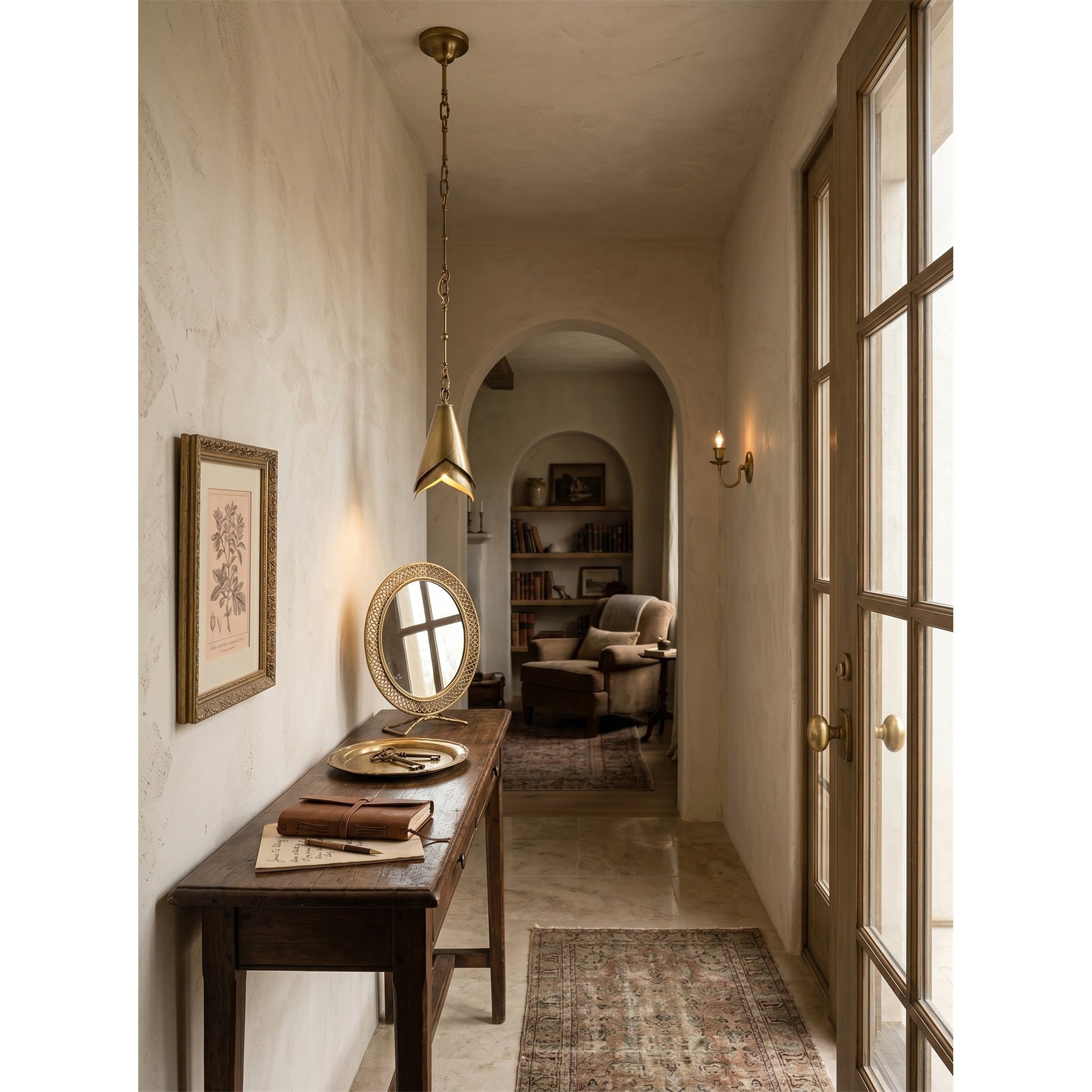 Equestrian Folded Brass Chain Pendant Light