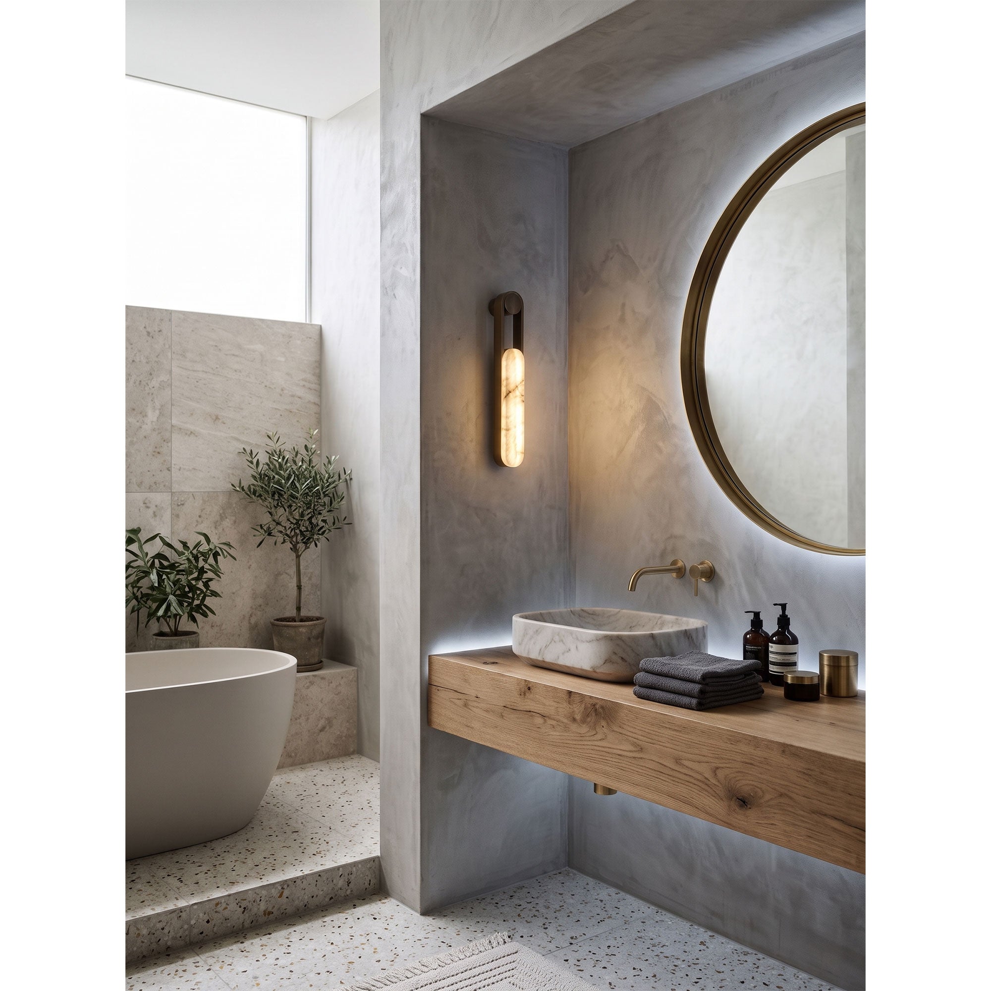 Linear Column Alabaster Vanity Sconce