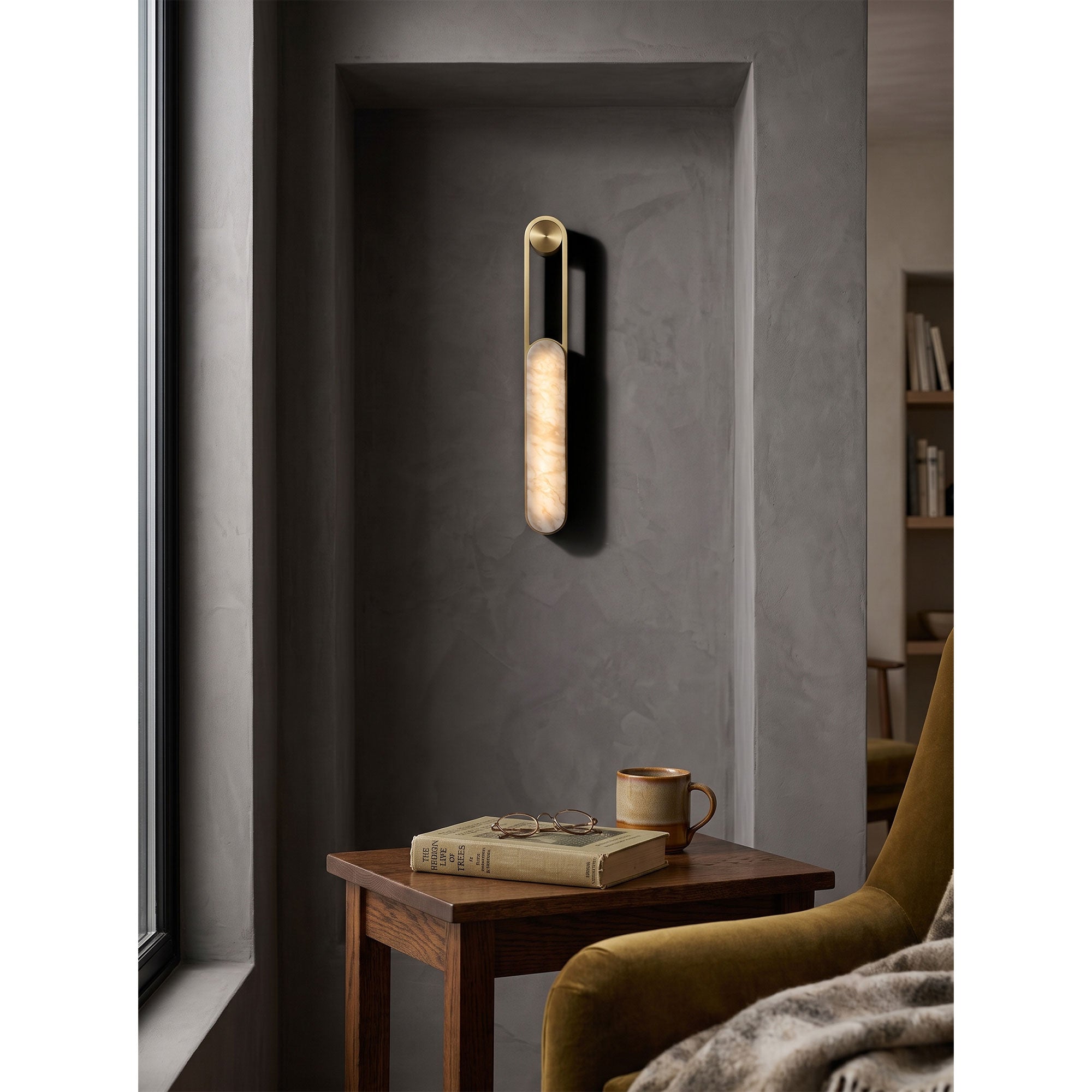 Linear Column Alabaster Vanity Sconce