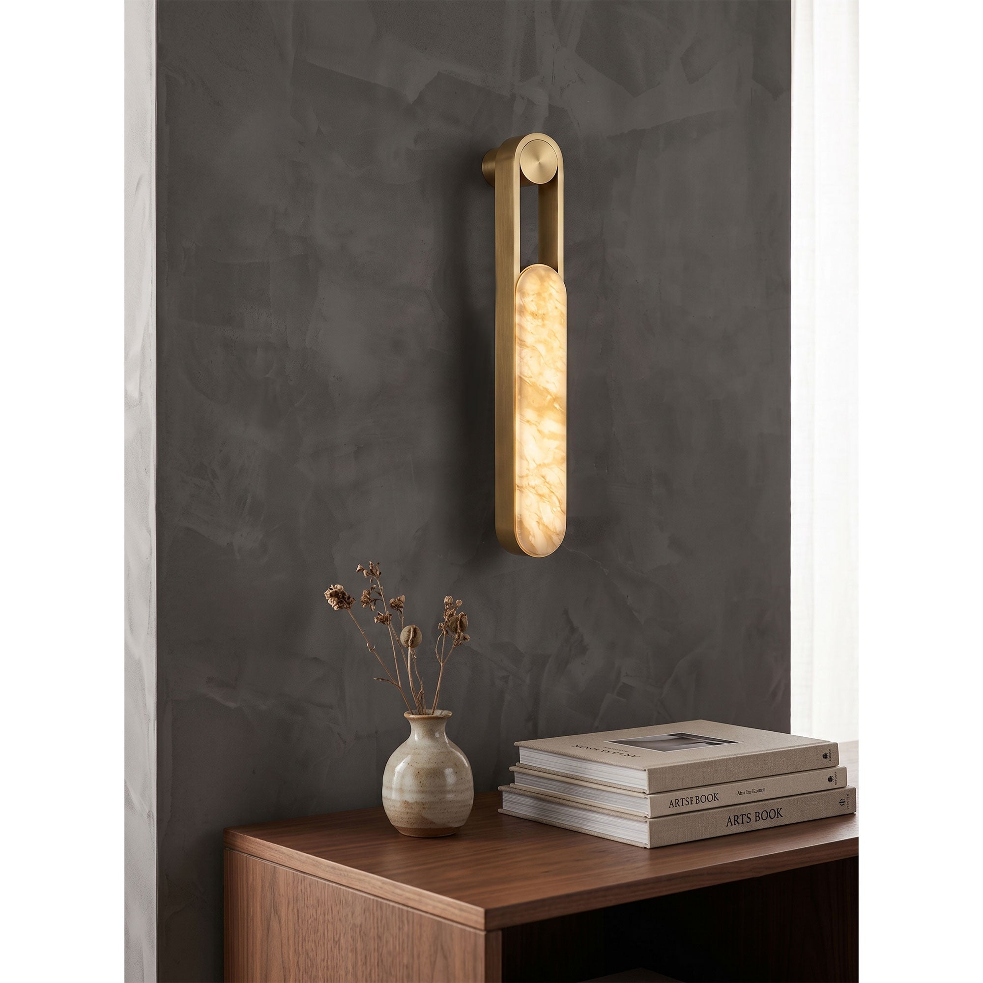 Linear Column Alabaster Vanity Sconce