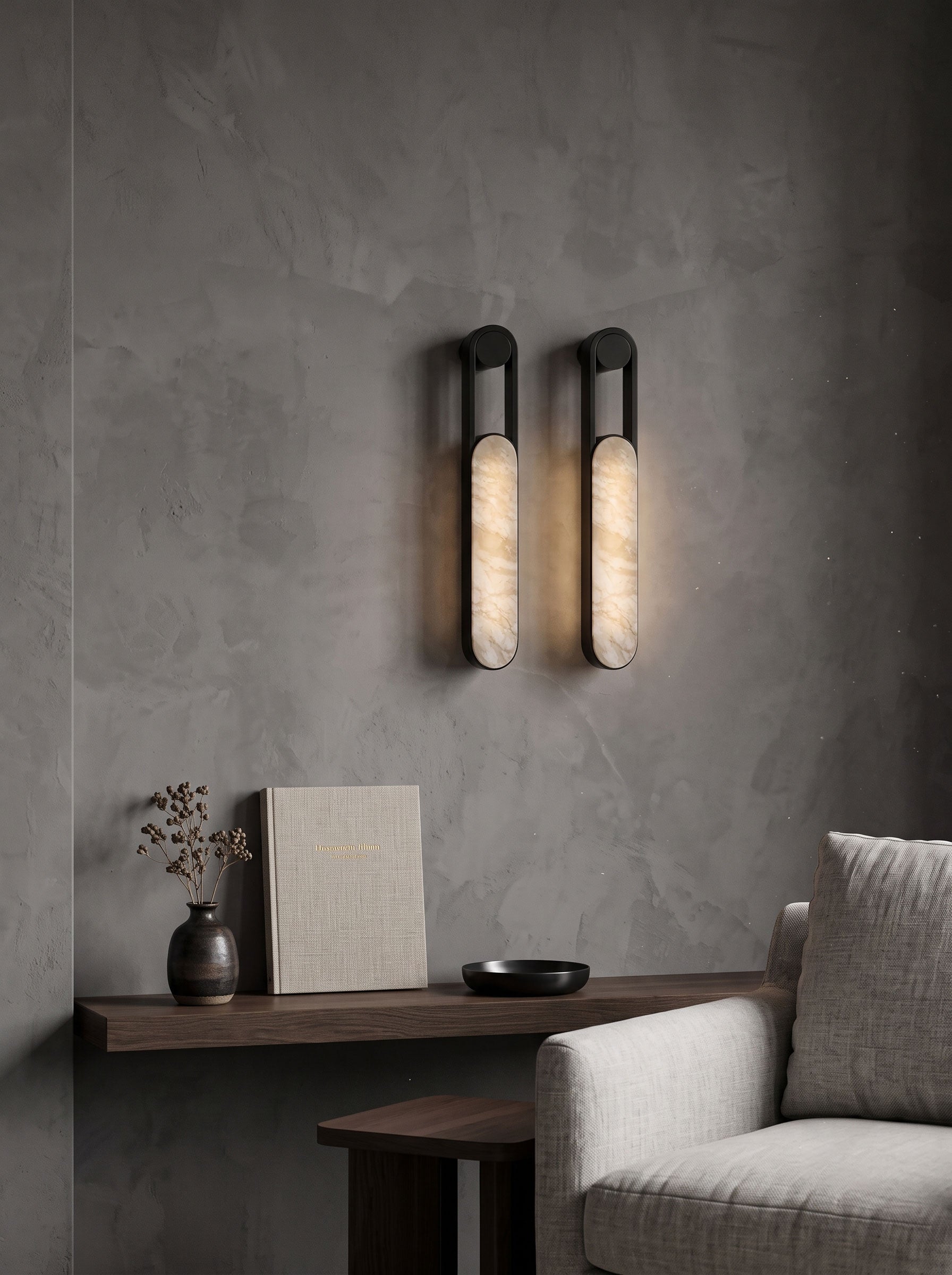 Linear Column Alabaster Vanity Sconce