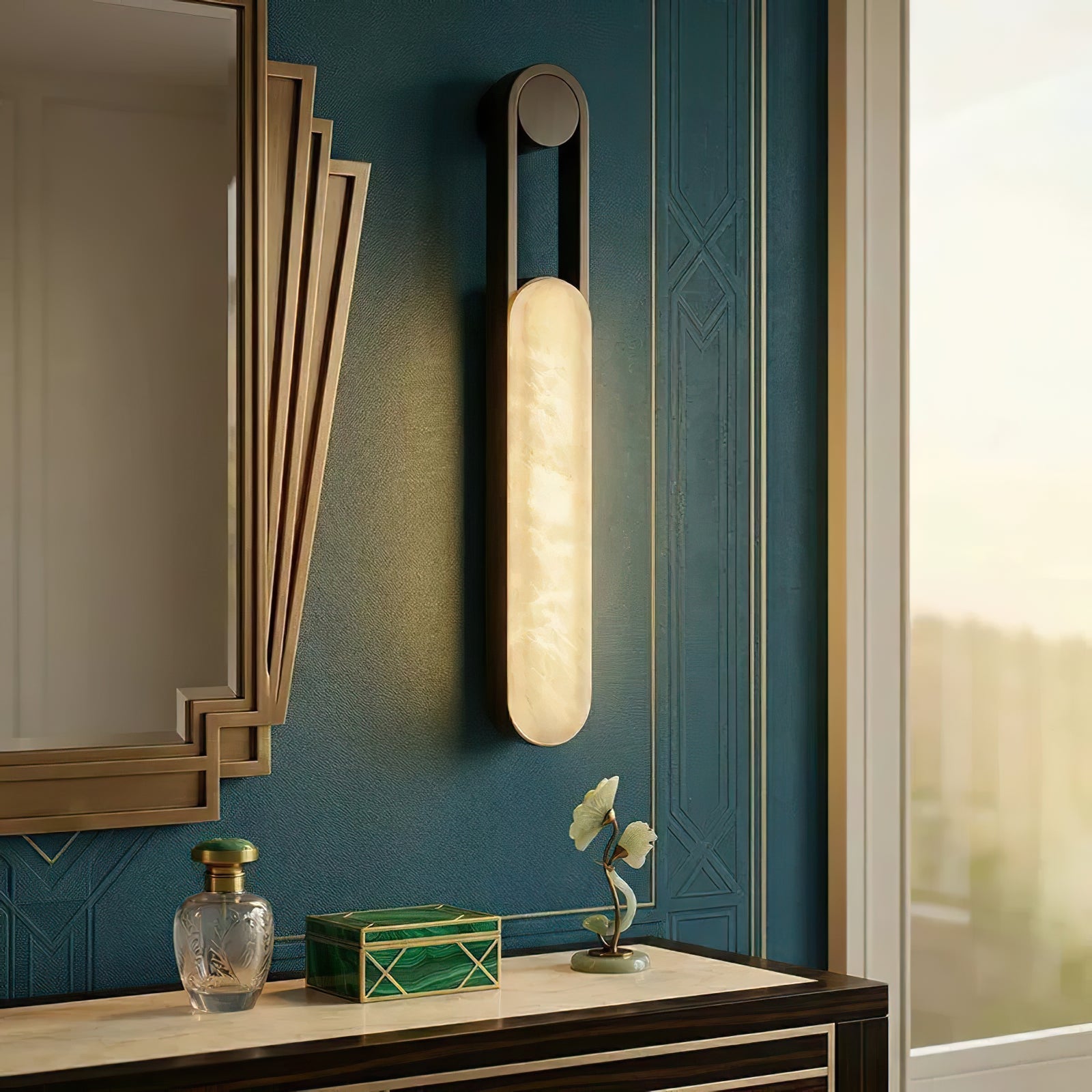Linear Column Alabaster Vanity Sconce