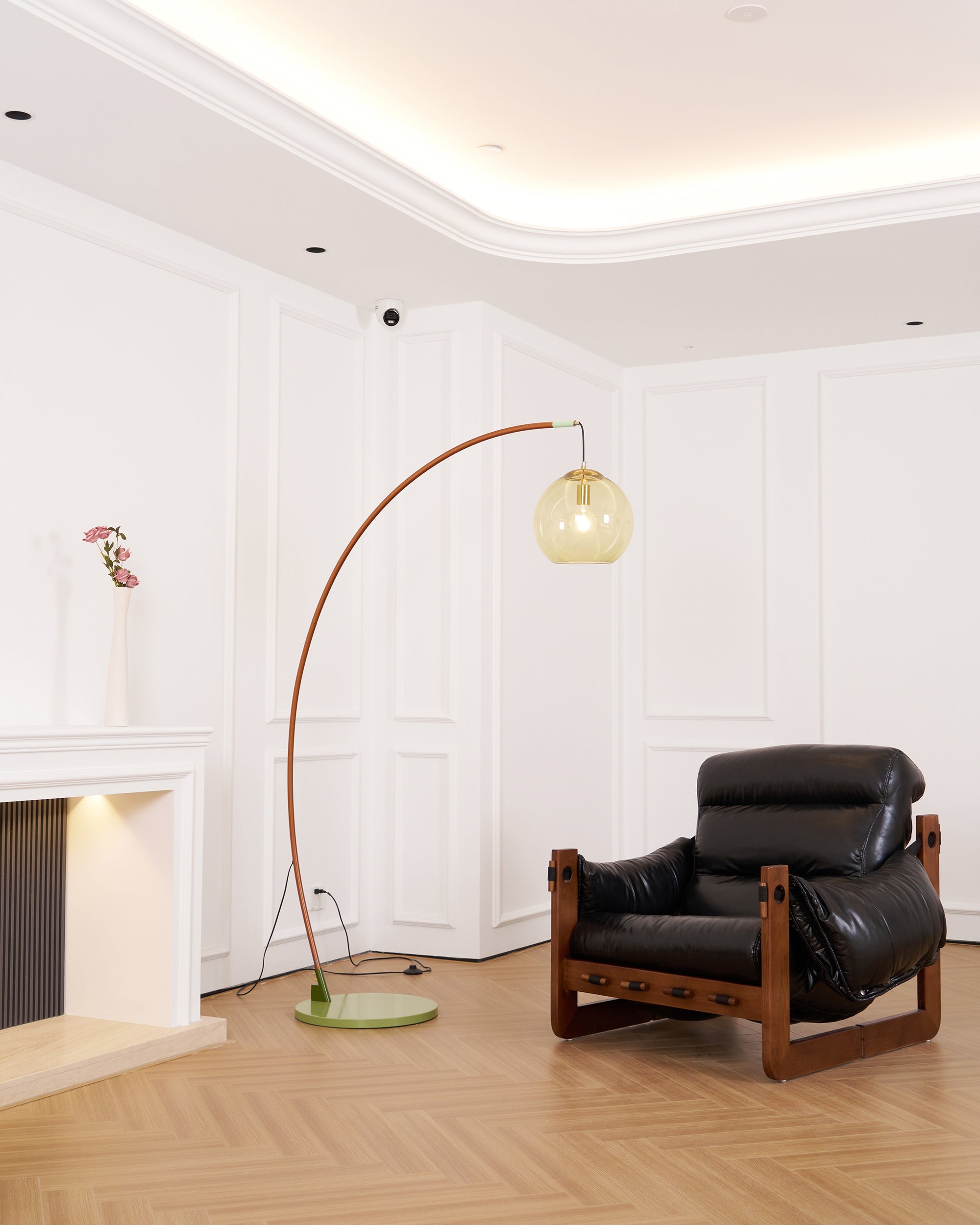 Juniper Arc Amber Globe Floor Lamp