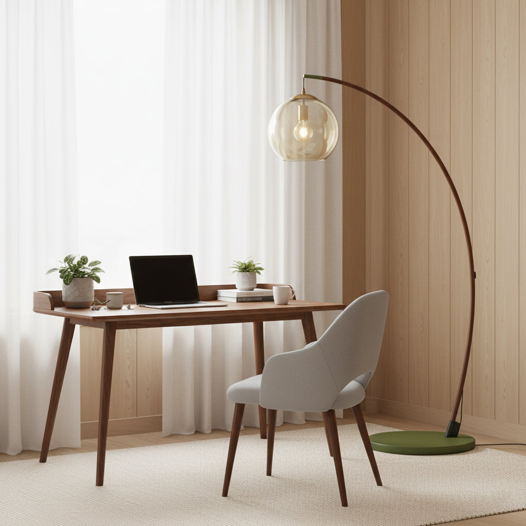 Juniper Arc Amber Globe Floor Lamp