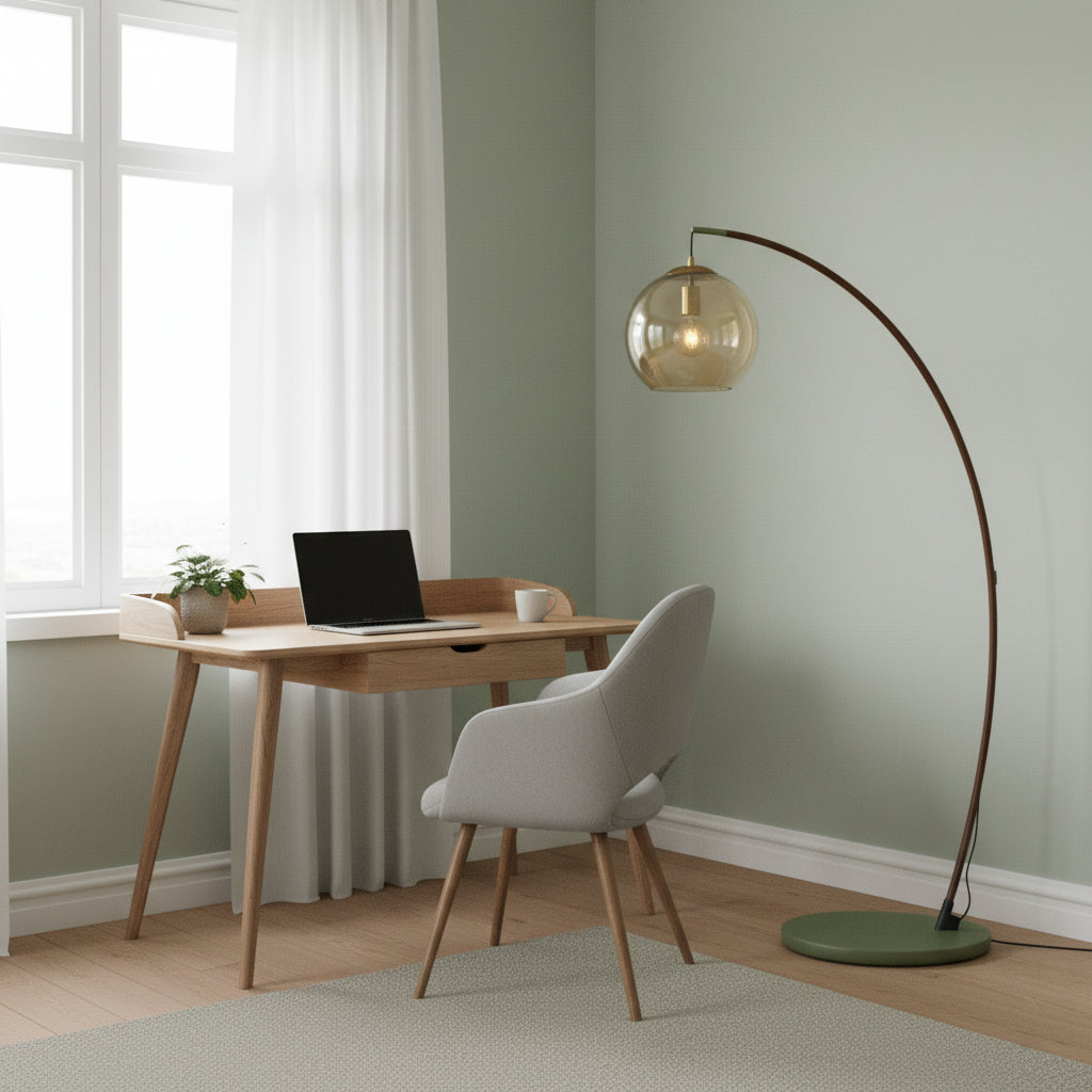Juniper Arc Amber Globe Floor Lamp