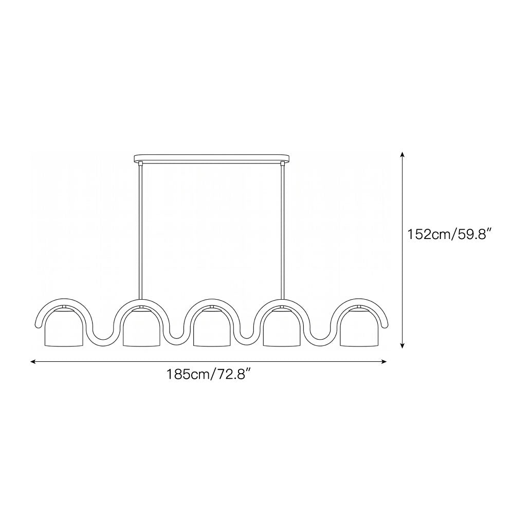 Wavy Terracotta Linear Glass Chandelier