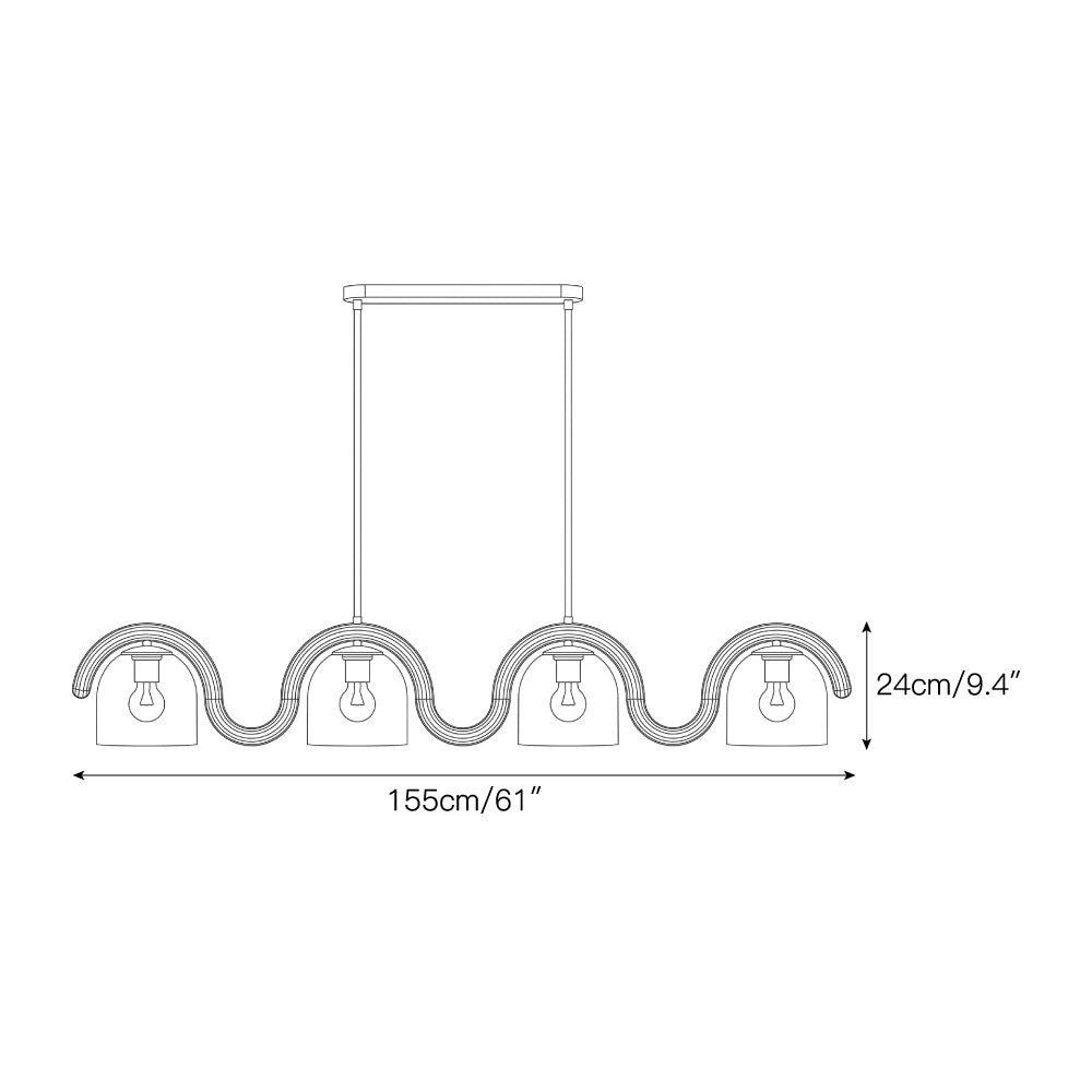 Wavy Terracotta Linear Glass Chandelier